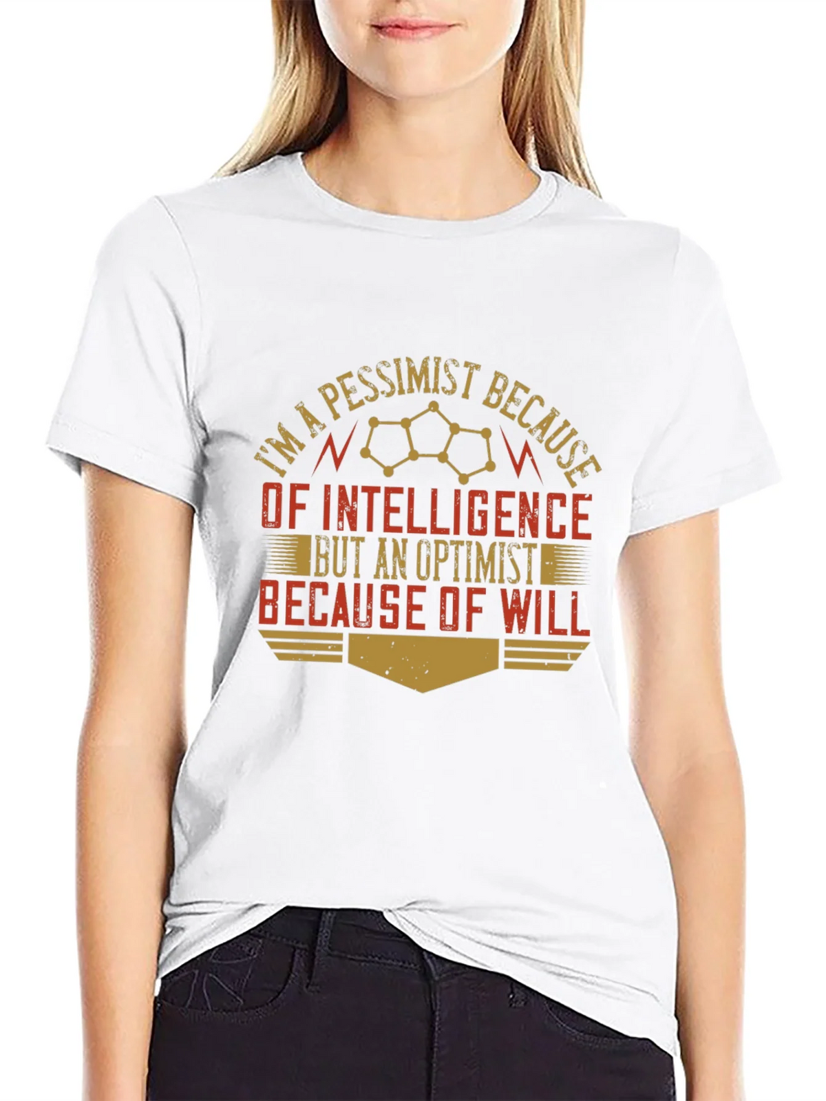 Pessimist/Optimist Funny Graphic Novelty T-Shirt product image 3