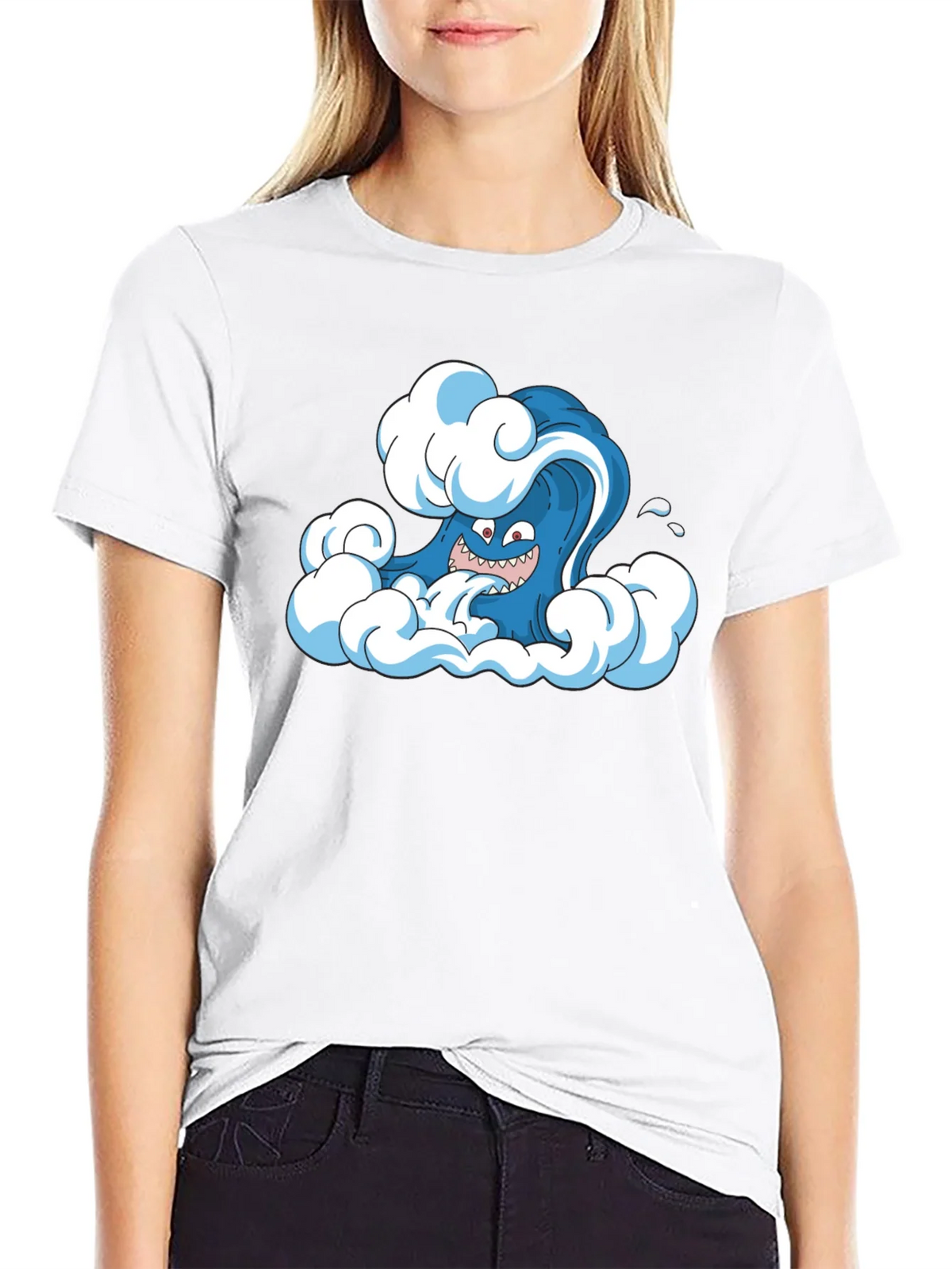 Cartoon Wave Black T-Shirt product image 8