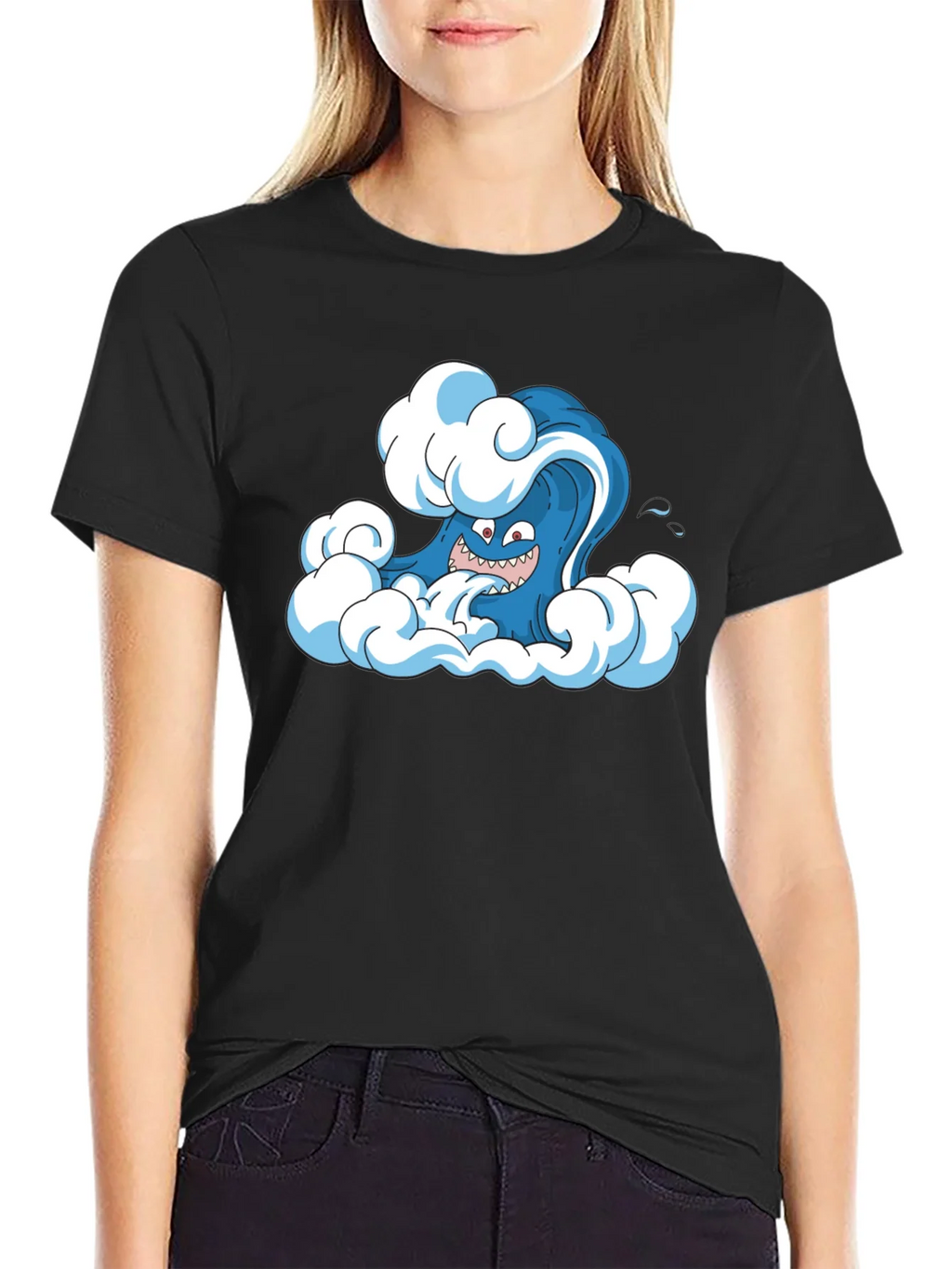 Cartoon Wave Black T-Shirt product image 2
