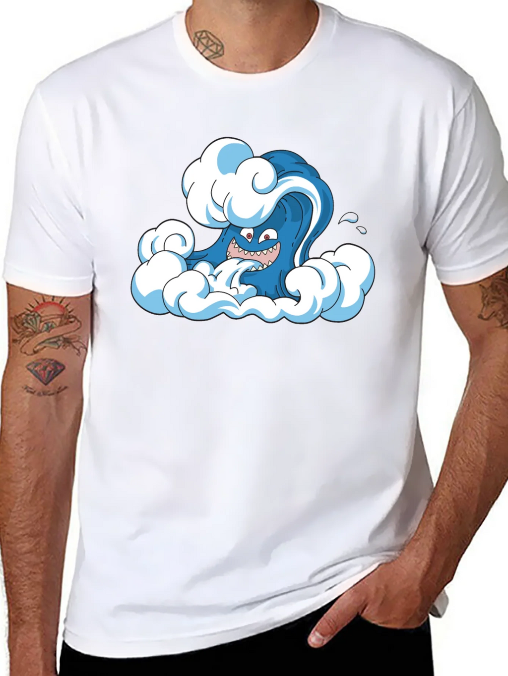 Cartoon Wave Black T-Shirt product image 7