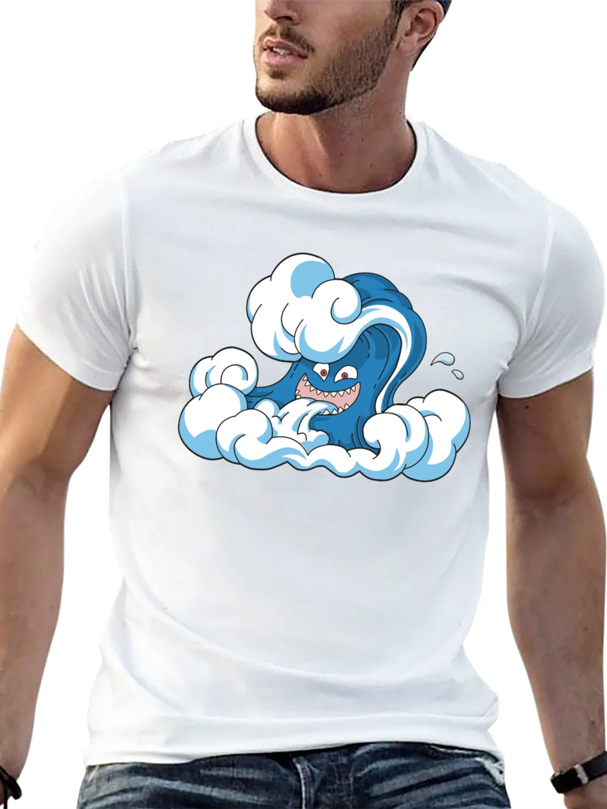 Cartoon Wave Black T-Shirt product image 12