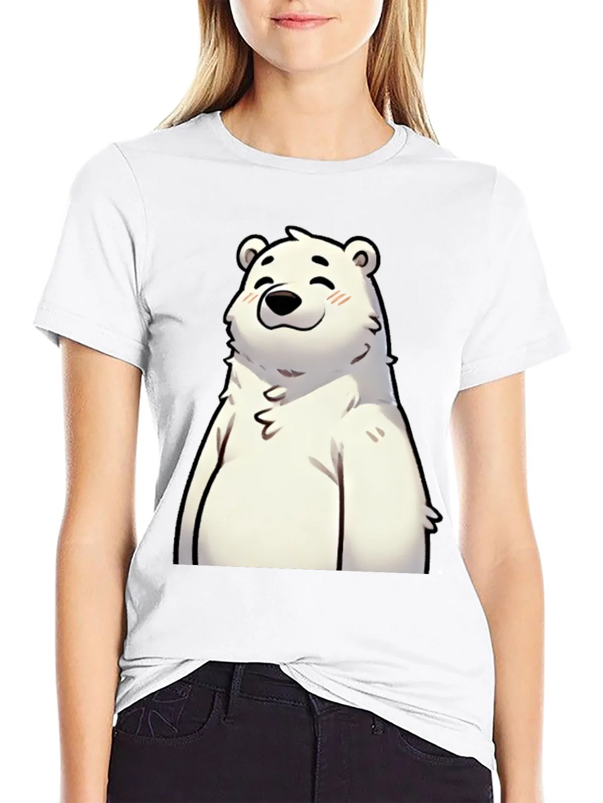 Cute Polar Bear Graphic Black T-Shirt product image 8