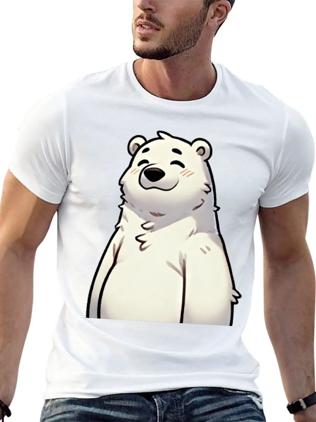 Cute Polar Bear Graphic Black T-Shirt product image 12