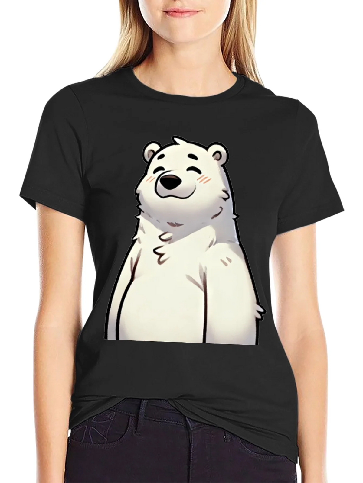 Cute Polar Bear Graphic Black T-Shirt product image 2