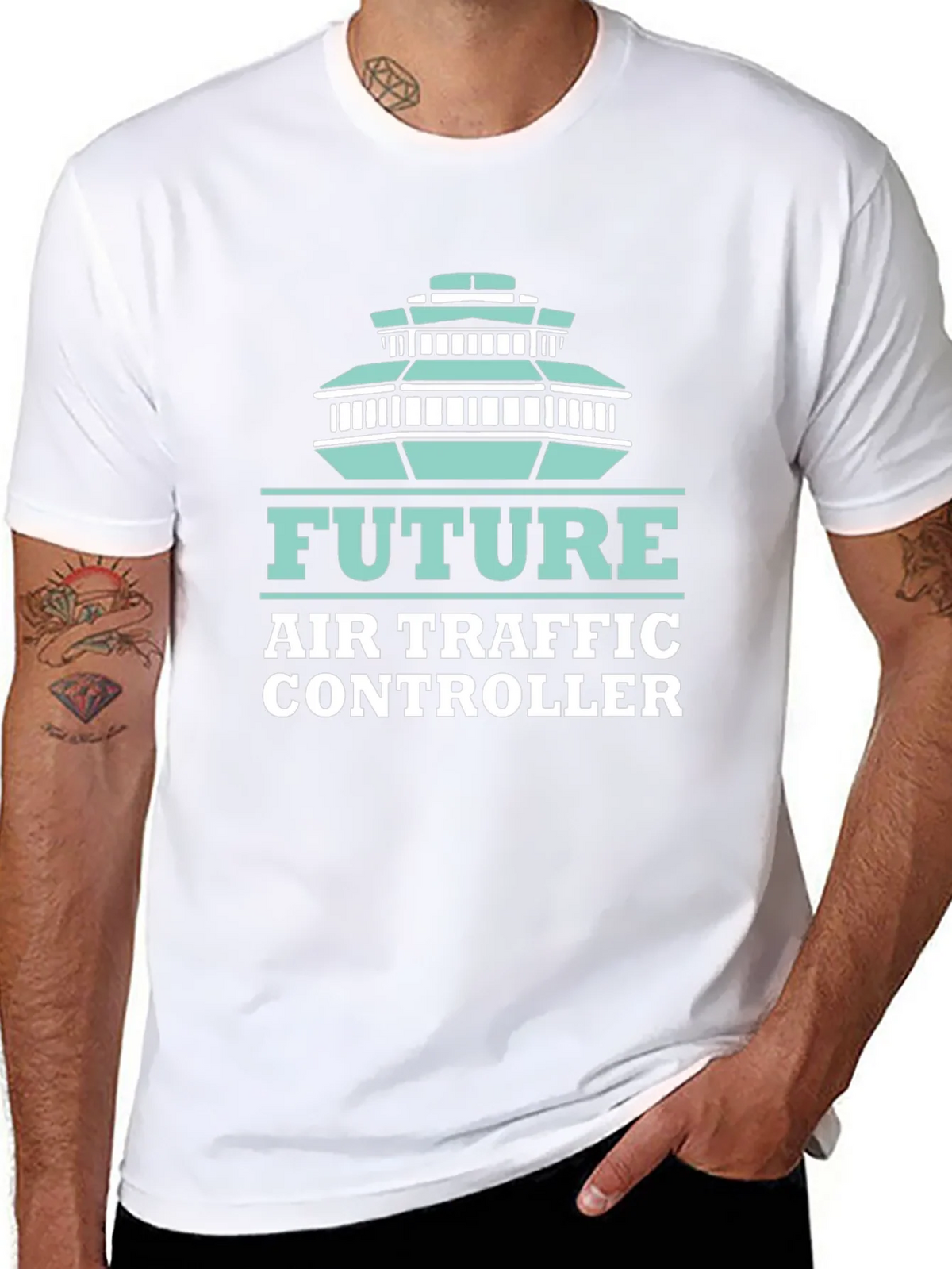 Future Air Traffic Controller Black Graphic Tee product image 7