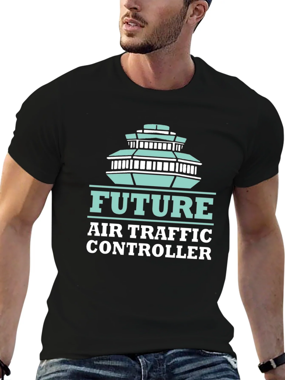 Future Air Traffic Controller Black Graphic Tee product image 6
