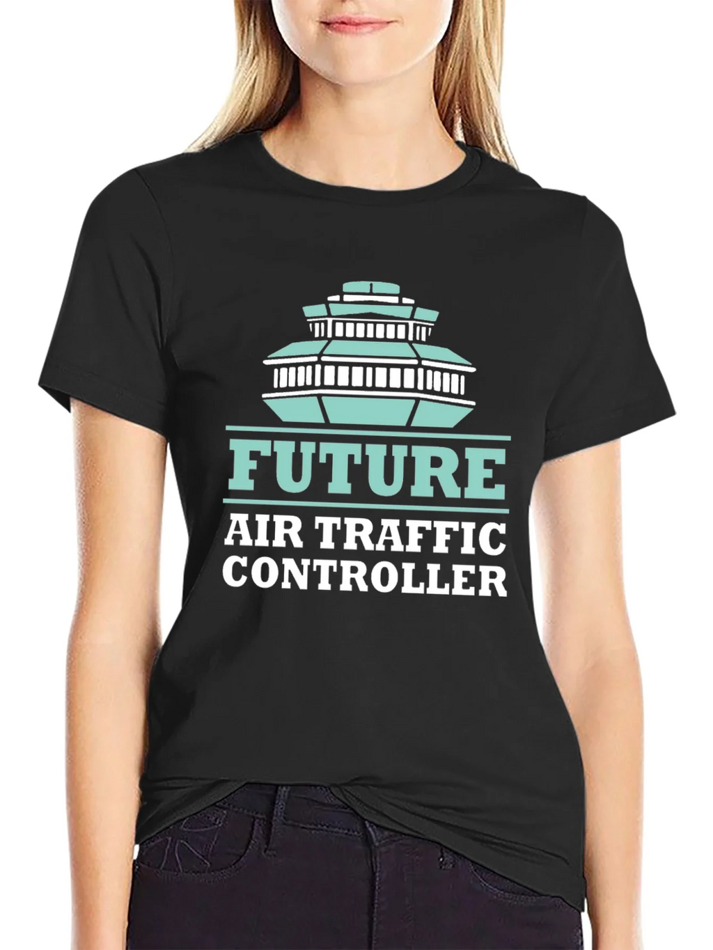 Future Air Traffic Controller Black Graphic Tee product image 2