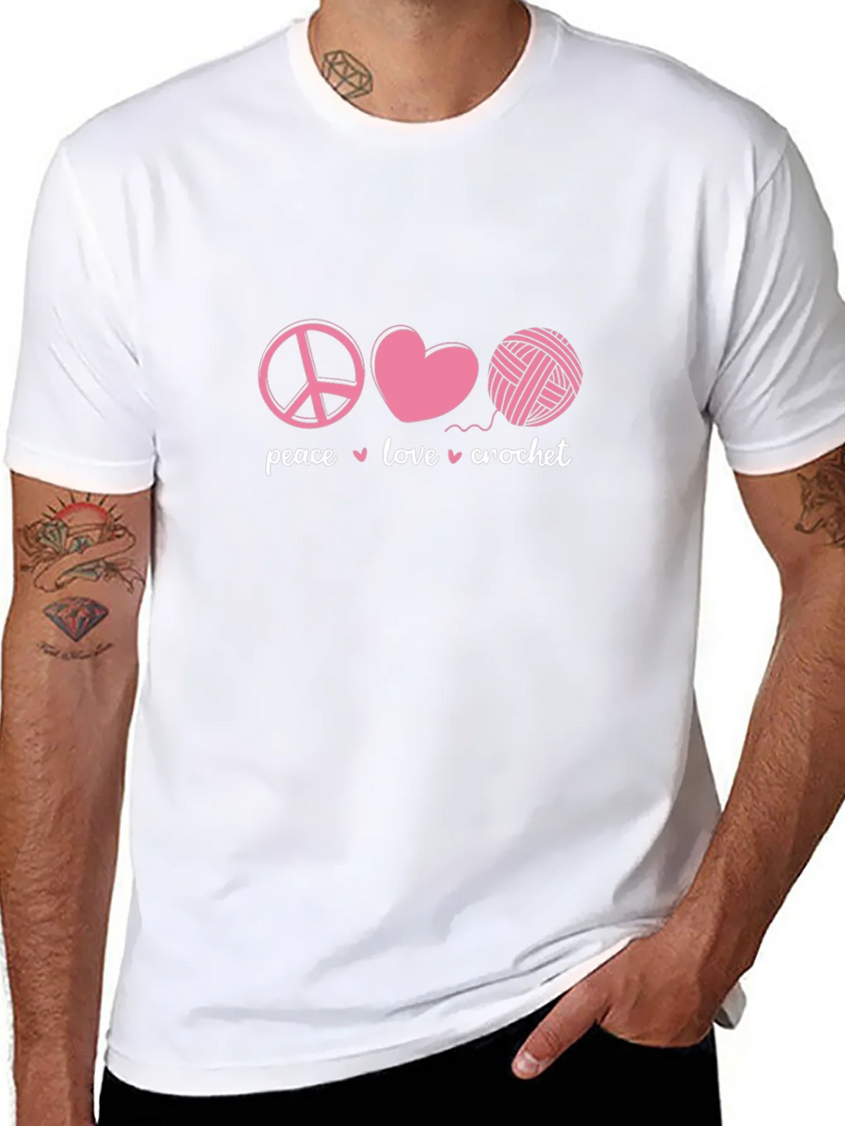 Peace Love Crochet Graphic T-Shirt product image 7