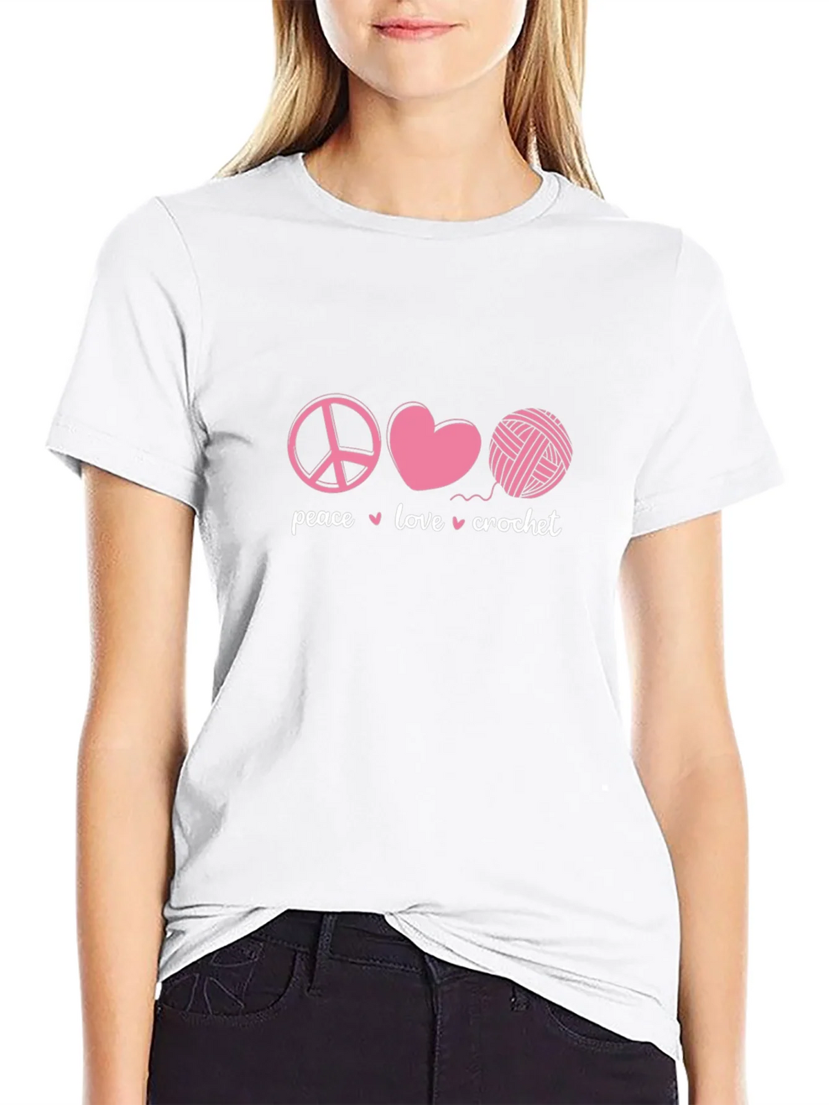Peace Love Crochet Graphic T-Shirt product image 8