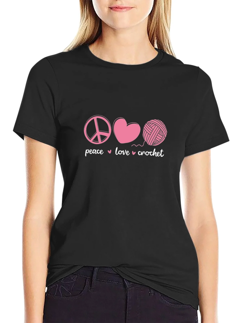 Peace Love Crochet Graphic T-Shirt product image 2