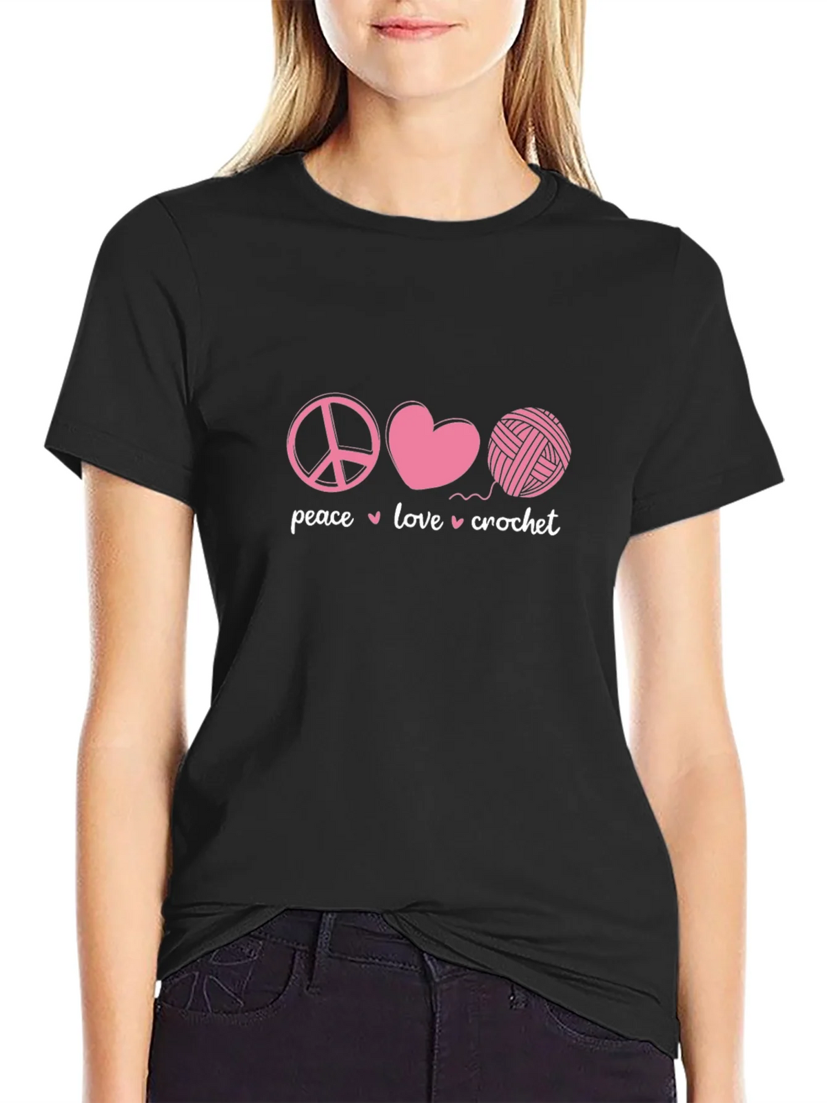 Peace Love Crochet Graphic T-Shirt product image 2