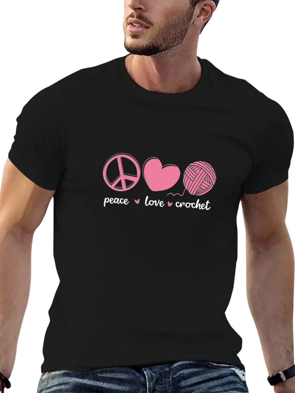 Peace Love Crochet Graphic T-Shirt product image 6