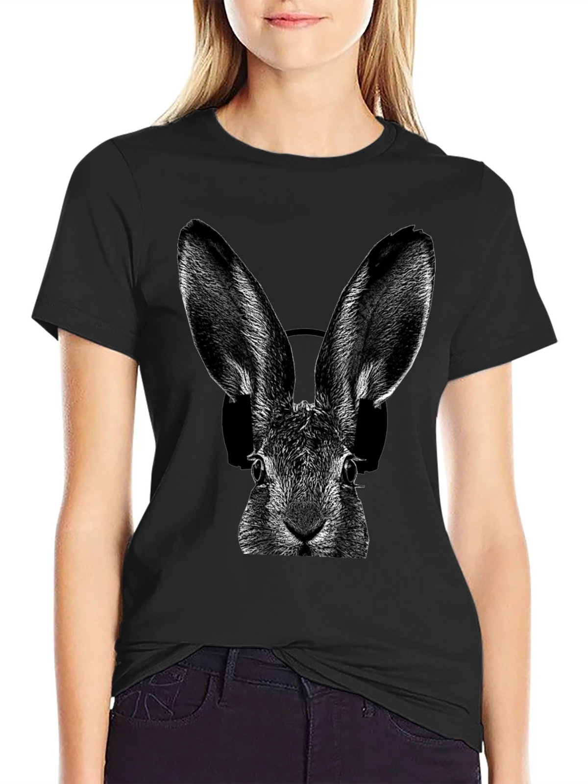 Rabbit DJ Graphic T-Shirt - Cool Animal Tee product image 2