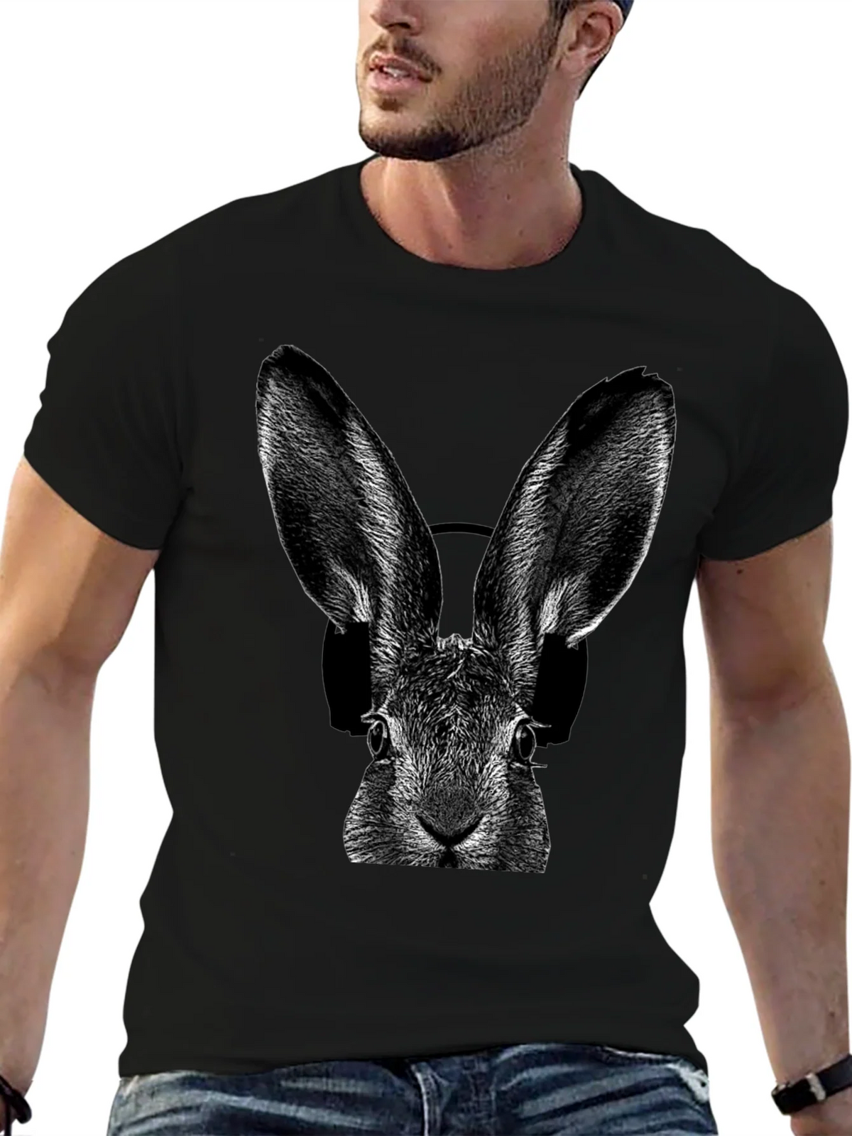 Rabbit DJ Graphic T-Shirt - Cool Animal Tee product image 6