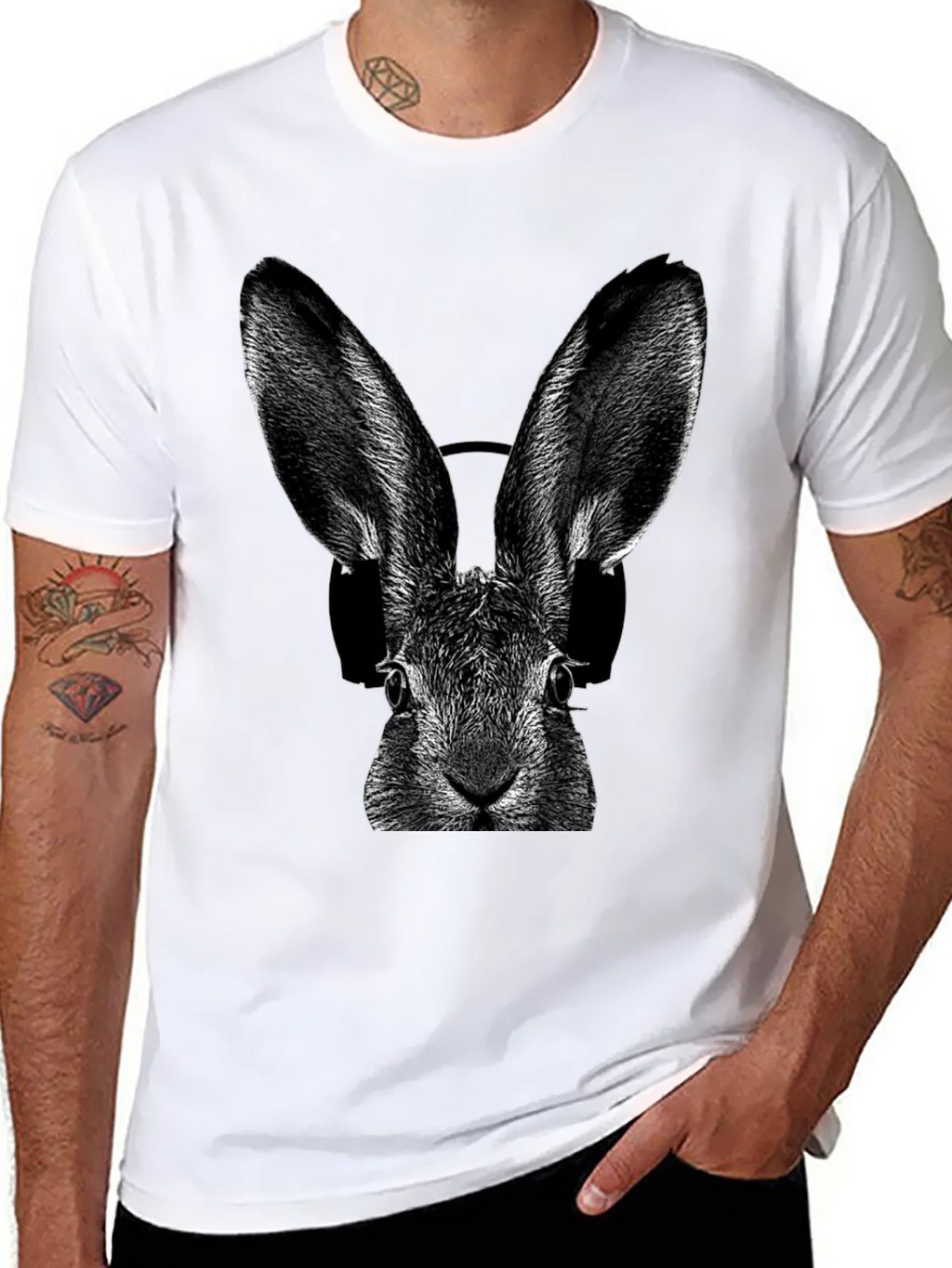 Rabbit DJ Graphic T-Shirt - Cool Animal Tee product image 7