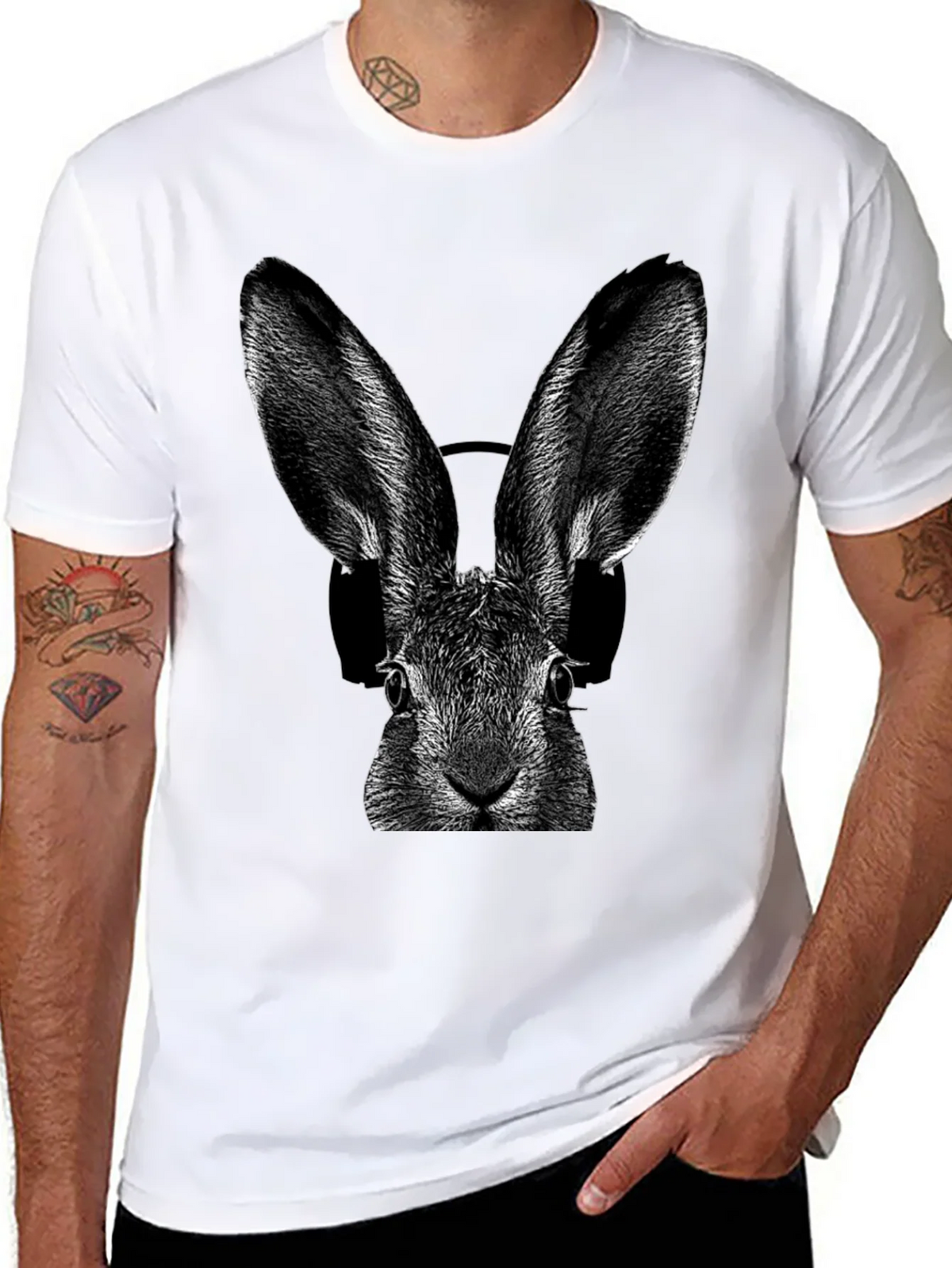 Rabbit DJ Graphic T-Shirt - Cool Animal Tee product image 7