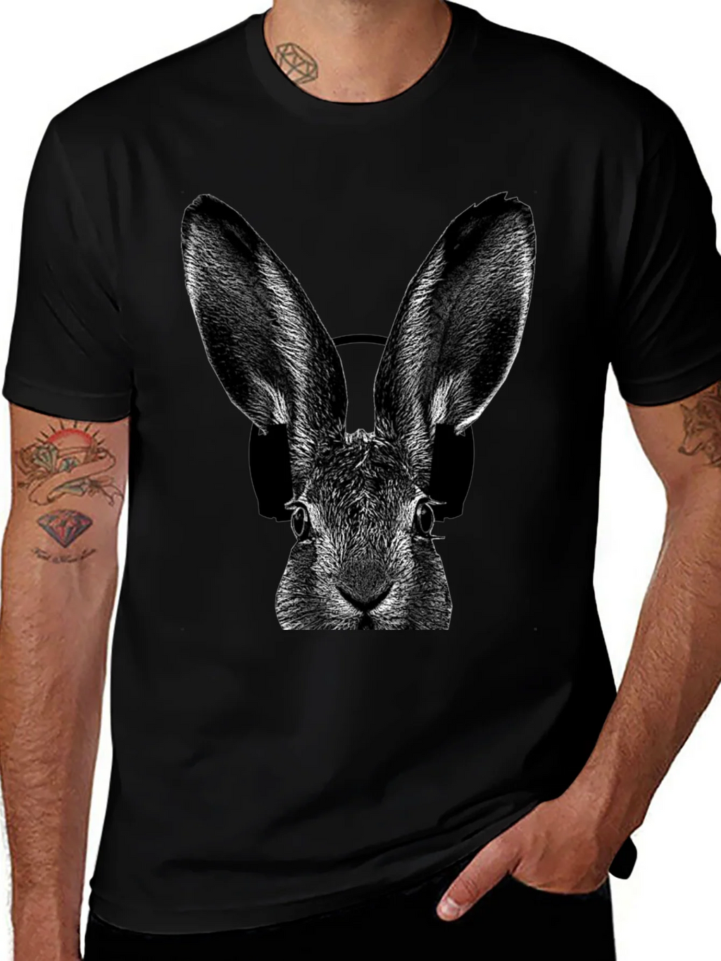 Rabbit DJ Graphic T-Shirt - Cool Animal Tee product image 1