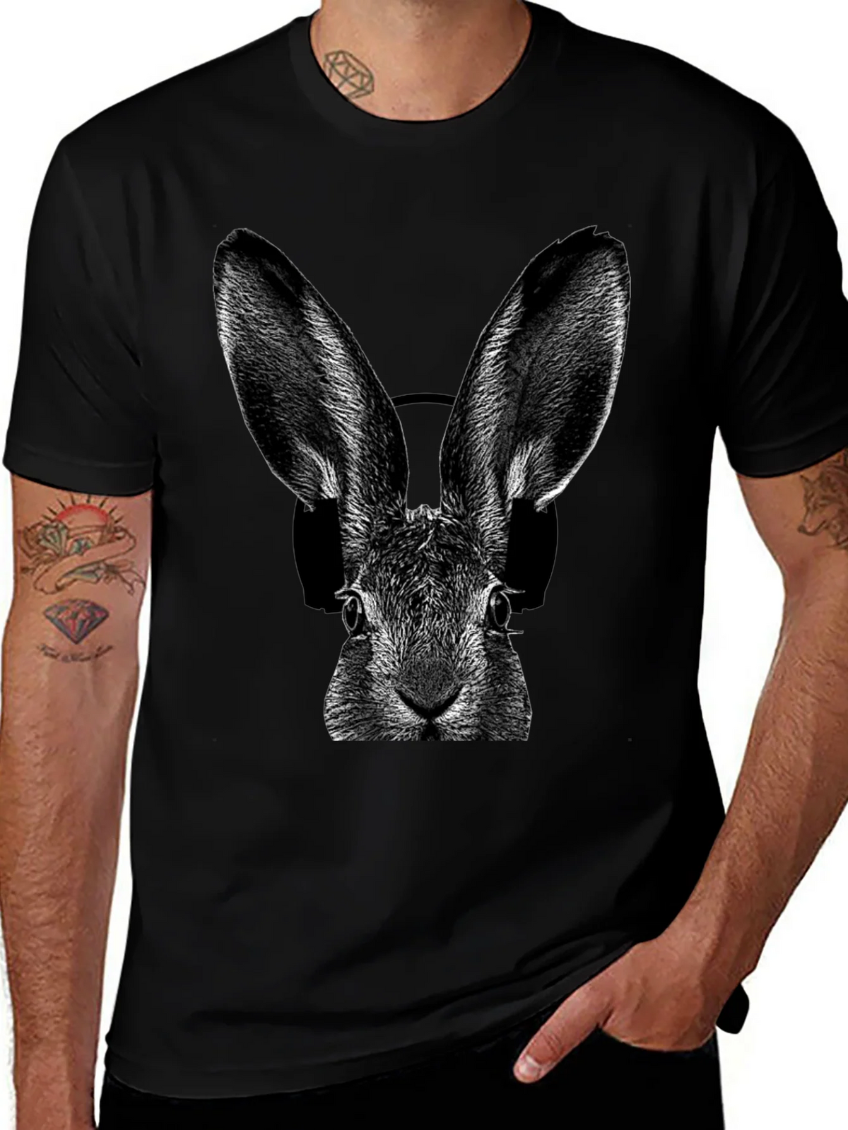 Rabbit DJ Graphic T-Shirt - Cool Animal Tee product image 1