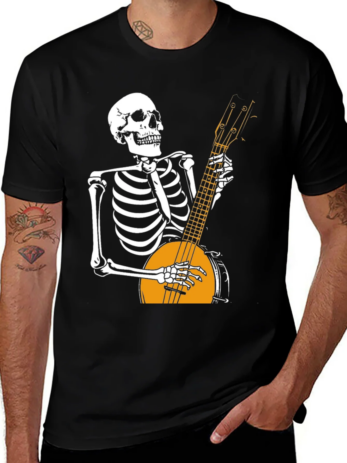 Skeleton Banjo Player Graphic T-Shirt product image 1