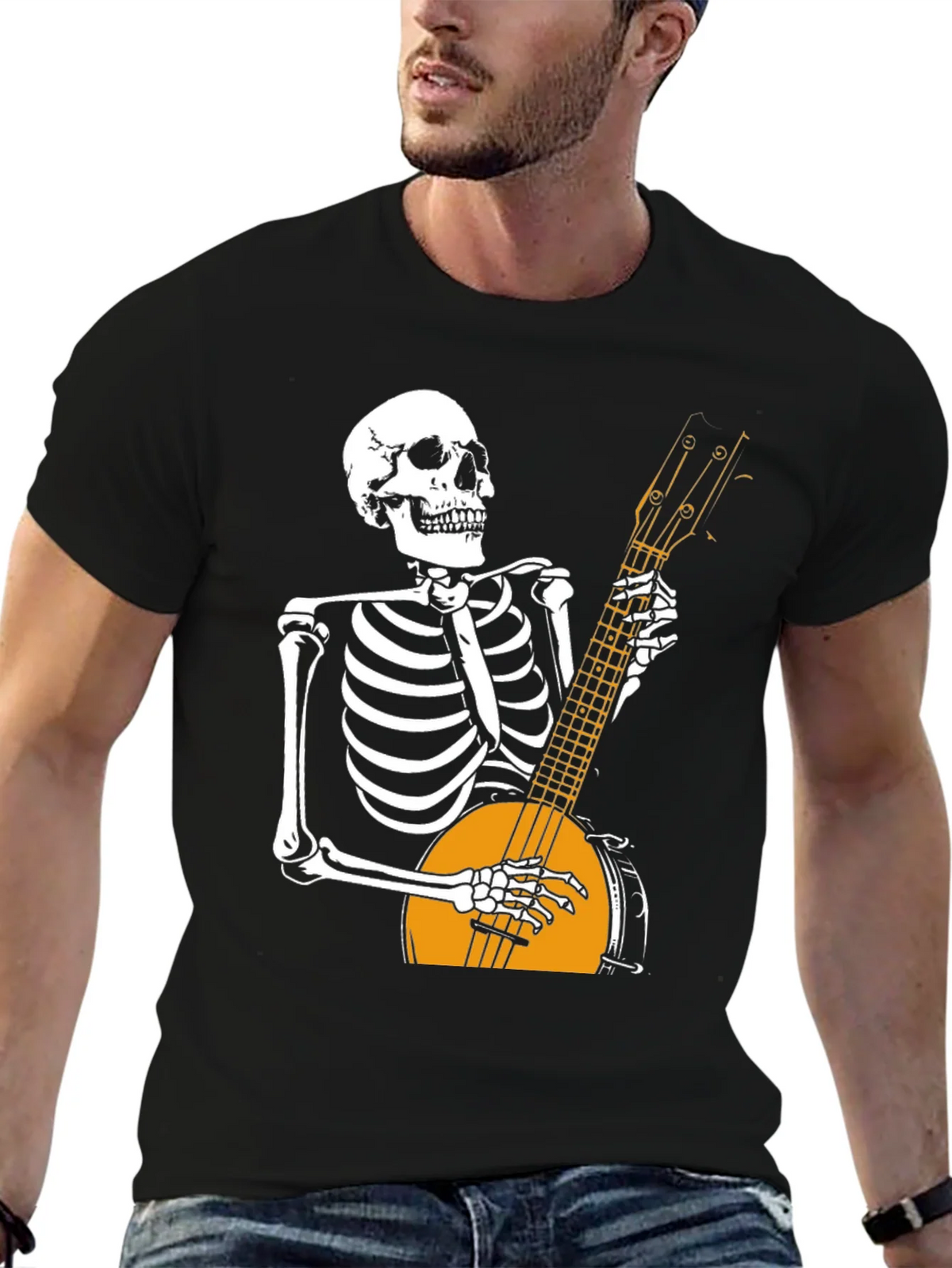 Skeleton Banjo Player Graphic T-Shirt product image 6