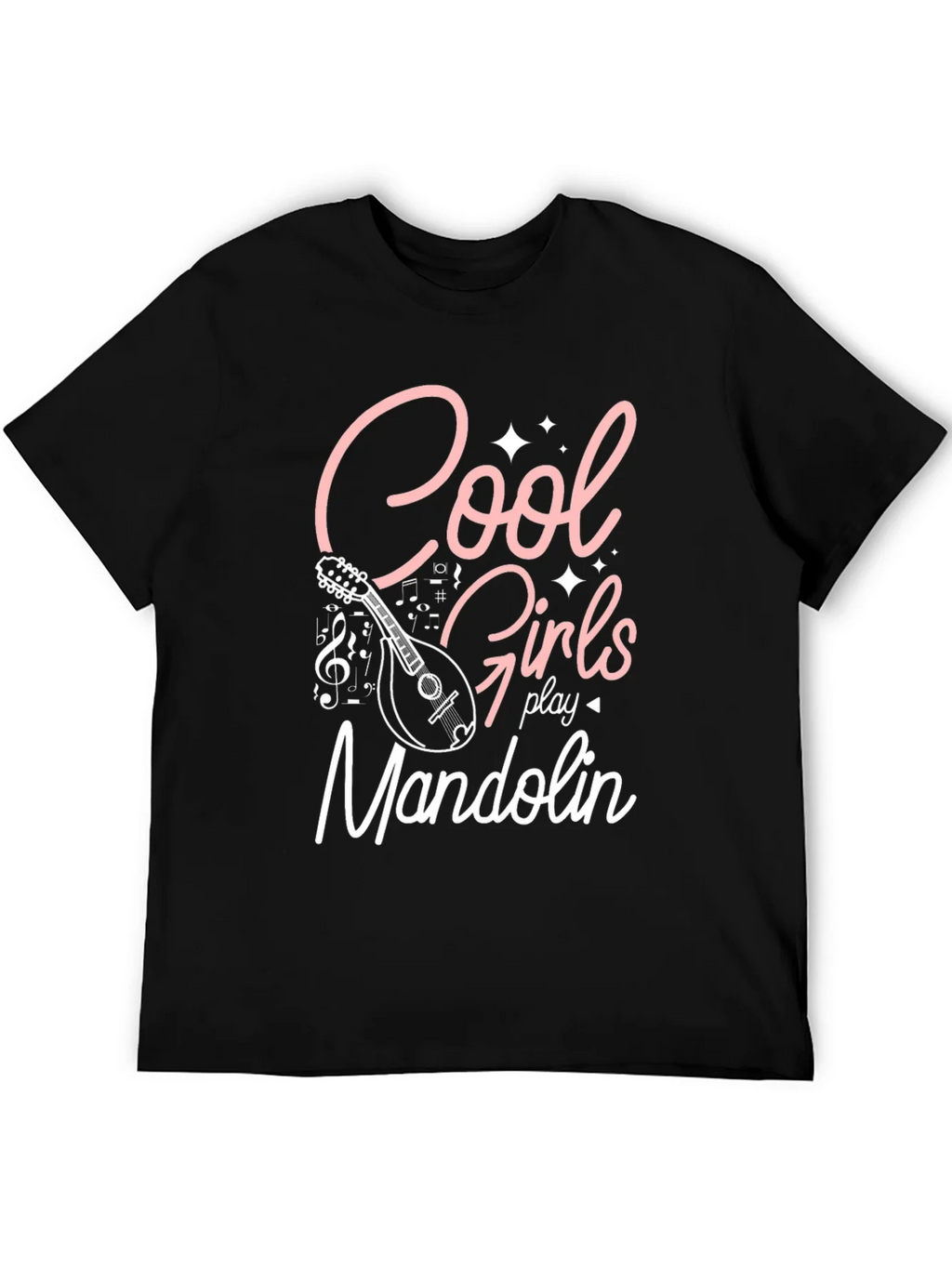 Cool Girls Play Mandolin Black Graphic Tee product image 4