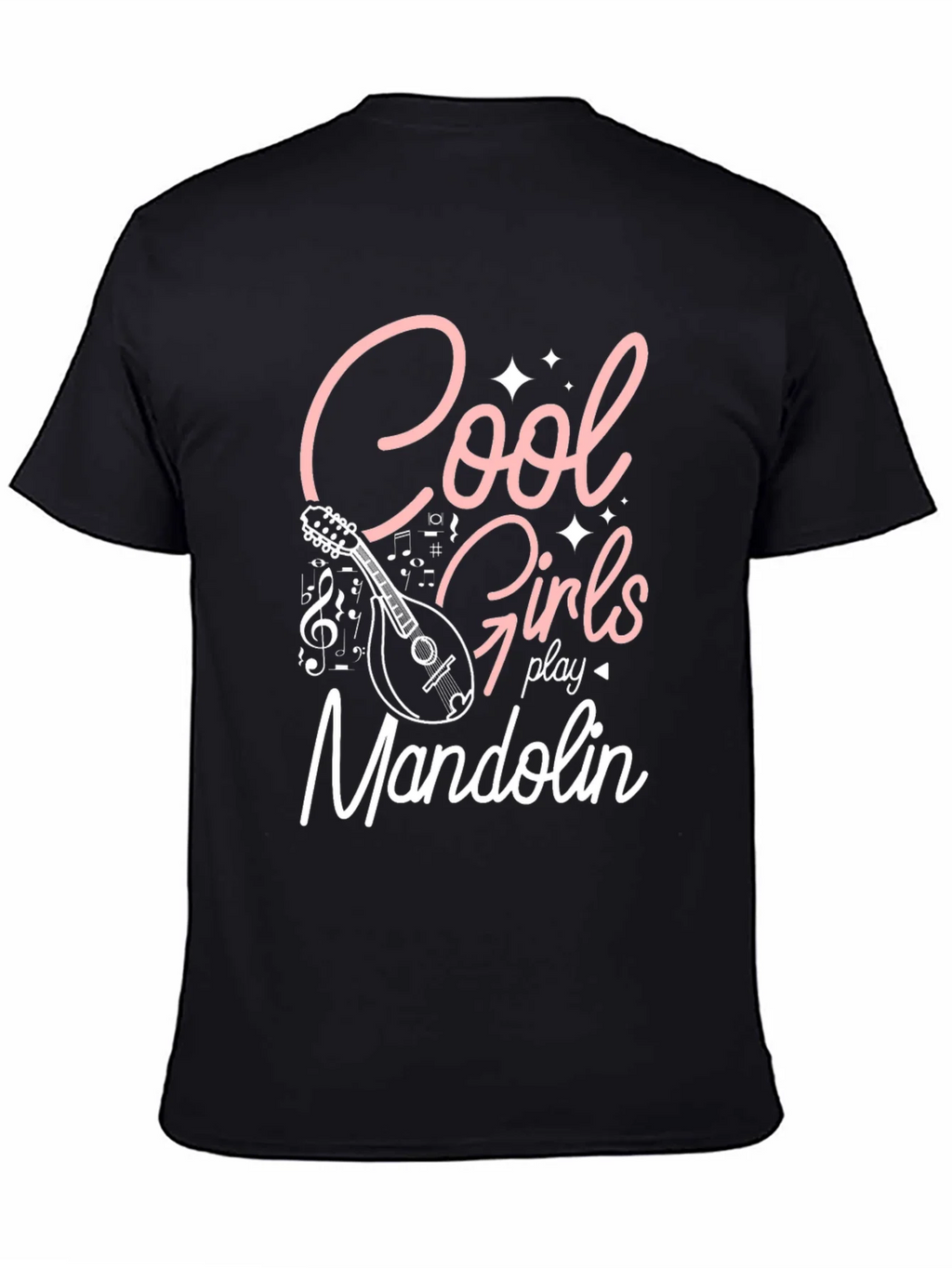 Cool Girls Play Mandolin Black Graphic Tee product image 3