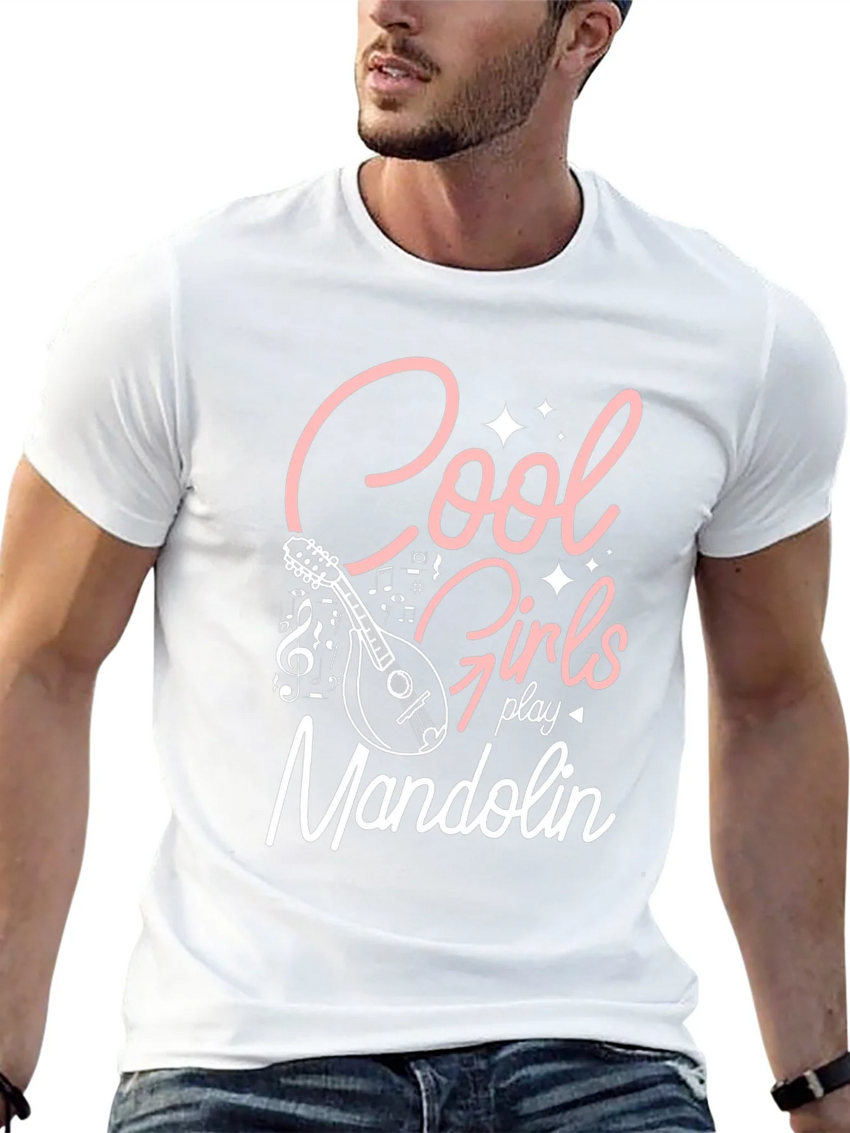 Cool Girls Play Mandolin Black Graphic Tee product image 11