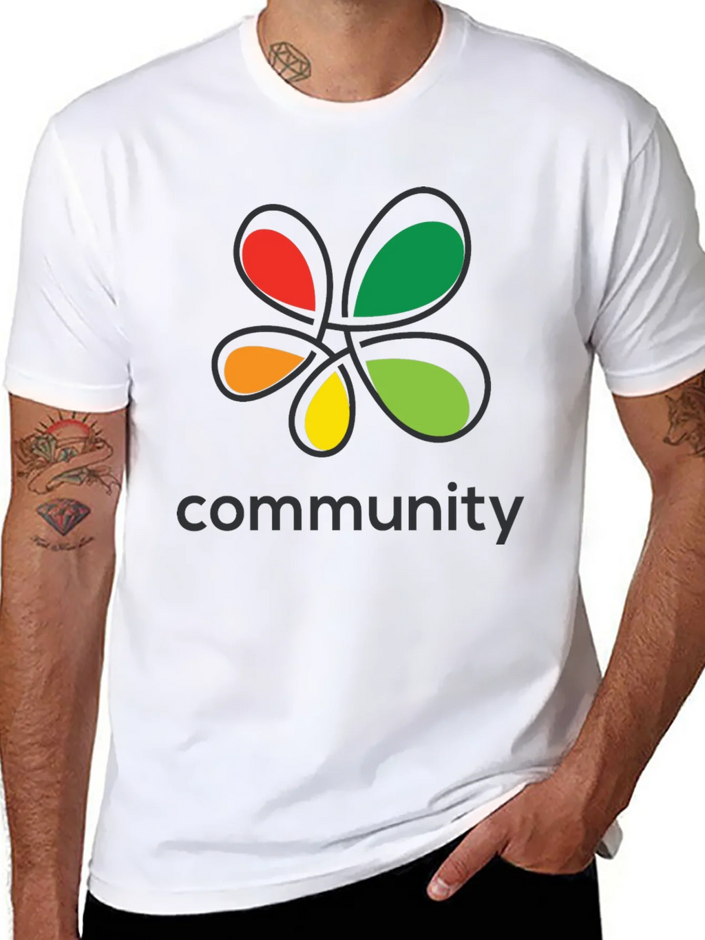 Community Black T-Shirt Colorful Floral Graphic Crew Neck product image 7