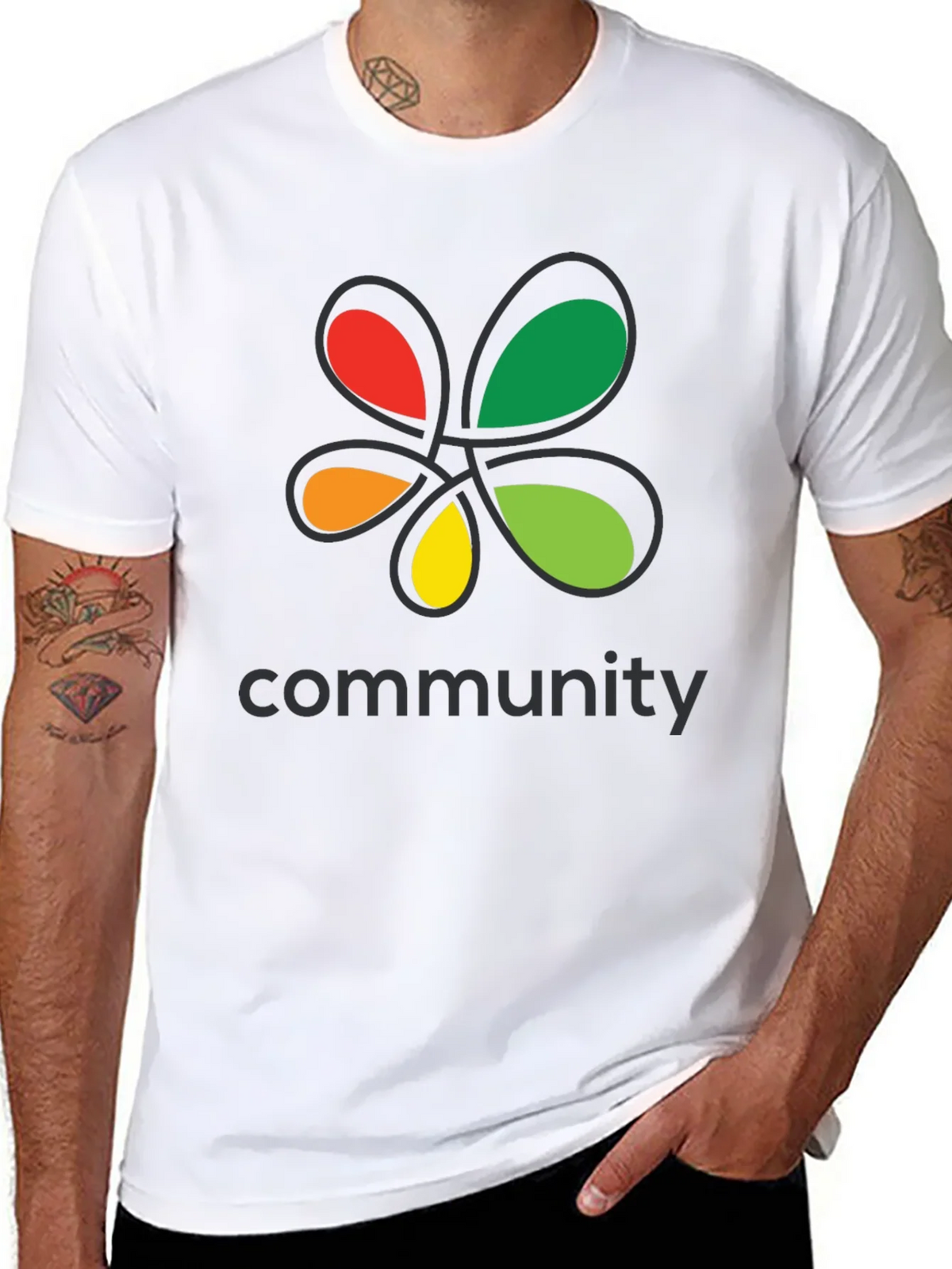 Community Black T-Shirt Colorful Floral Graphic Crew Neck product image 7