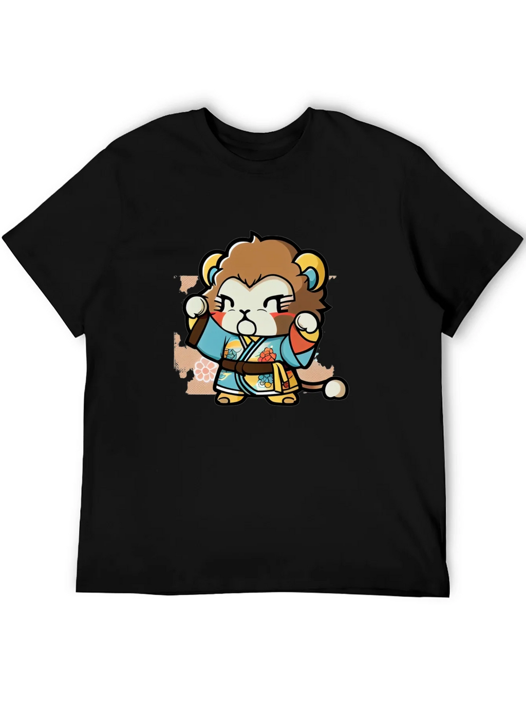 Cute Lion Karate Kid Black T-Shirt product image 5