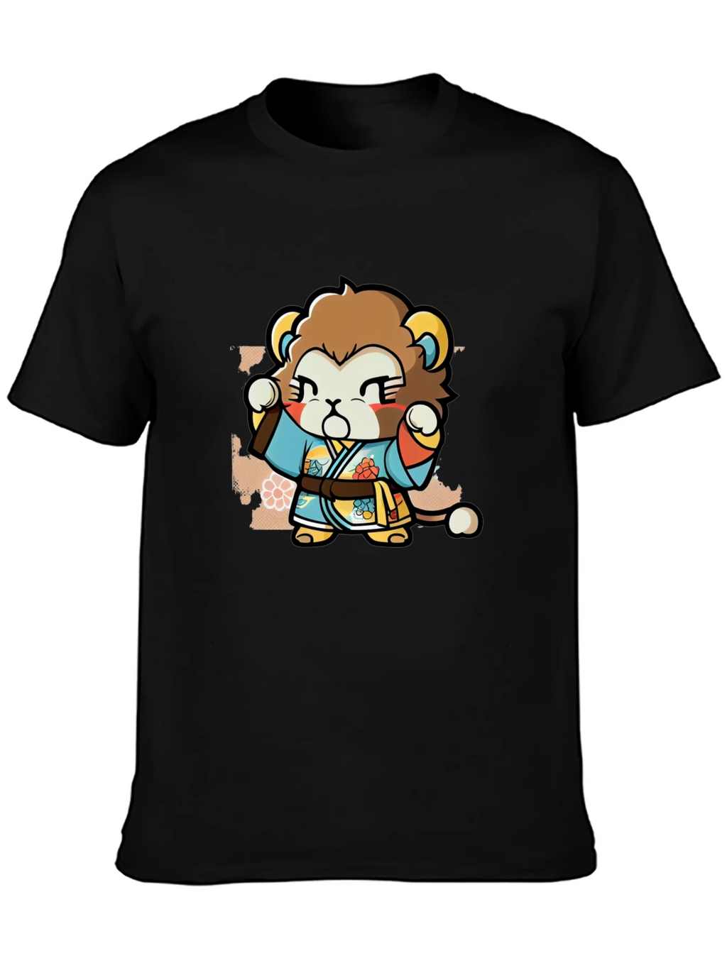 Cute Lion Karate Kid Black T-Shirt product image 3