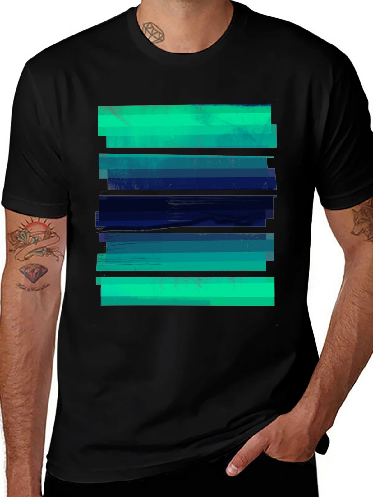 Abstract Striped Graphic Tee - Modern Casual Style product image 1