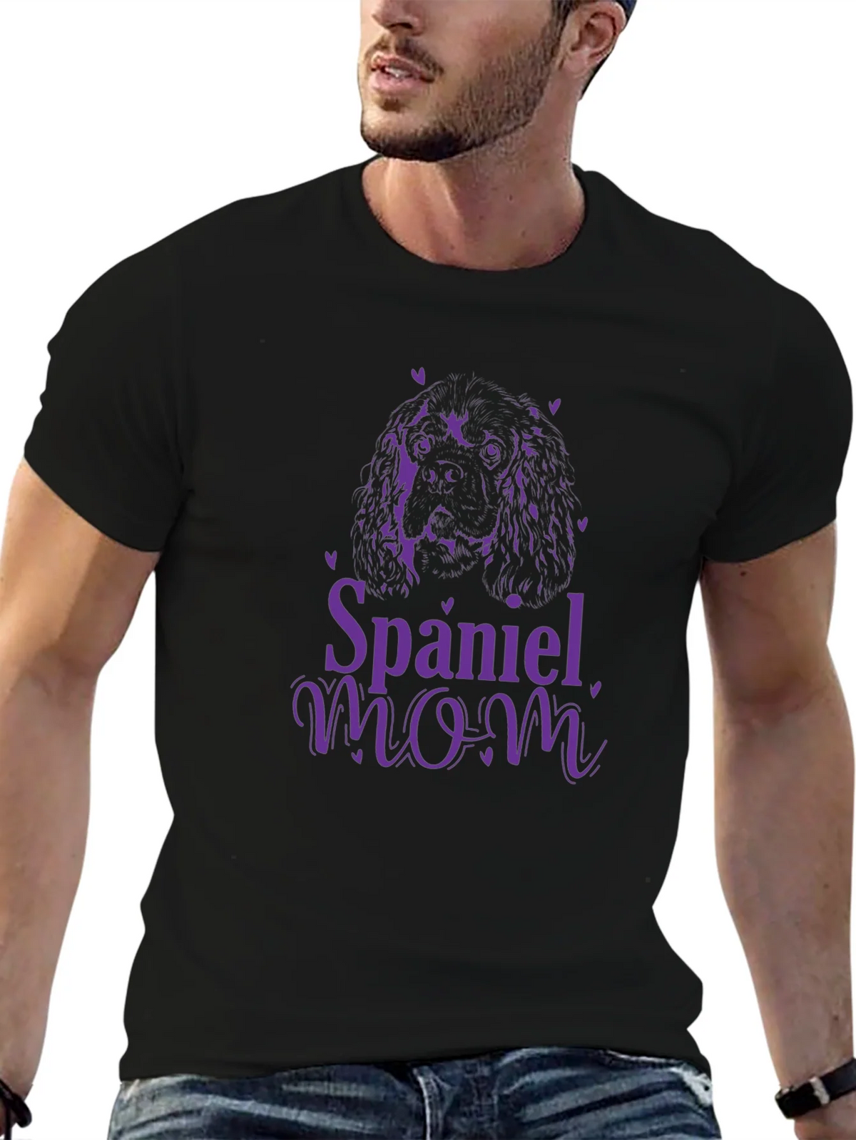 Spaniel Mom Black Graphic T-Shirt product image 6