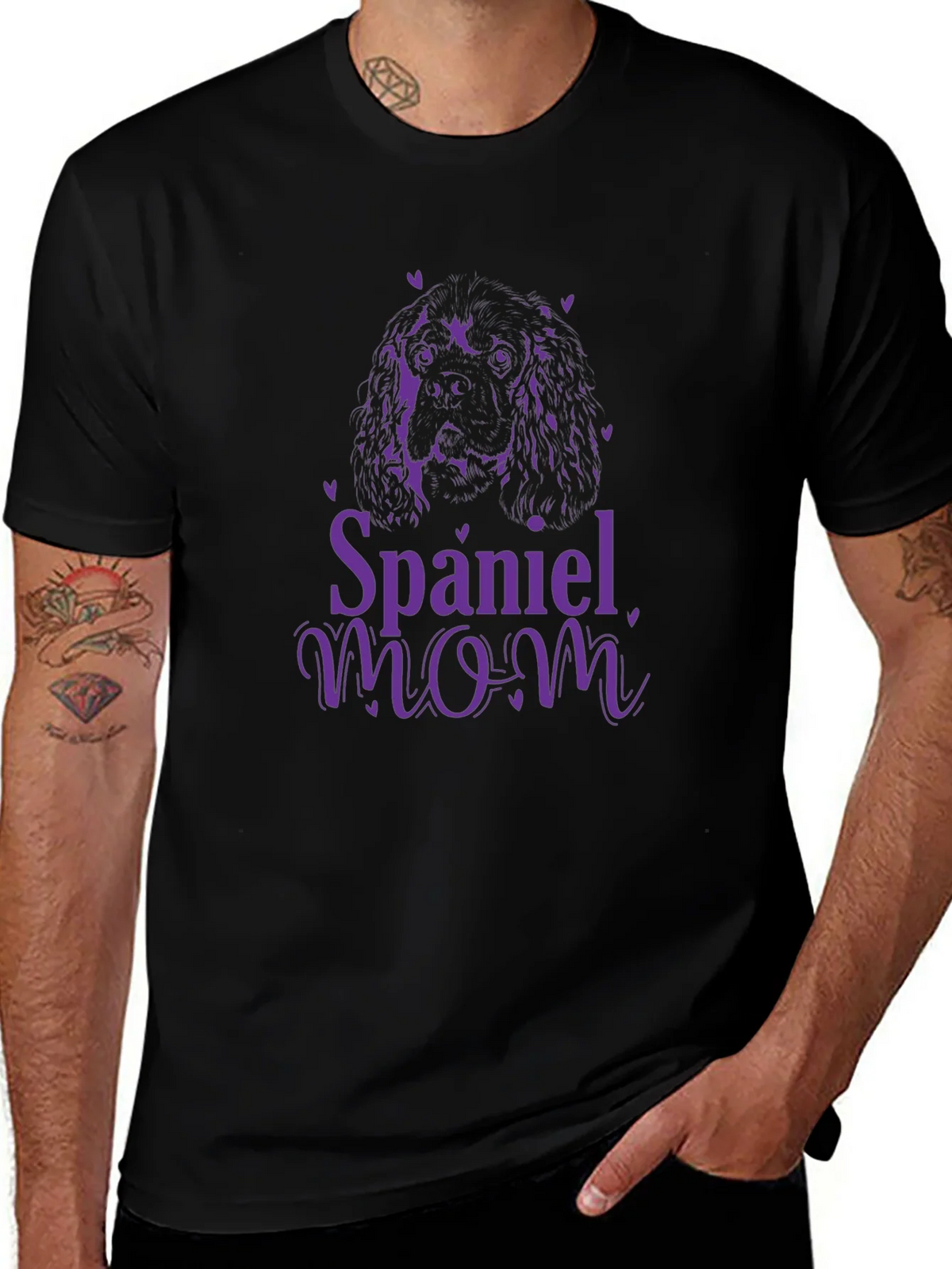 Spaniel Mom Black Graphic T-Shirt product image 1