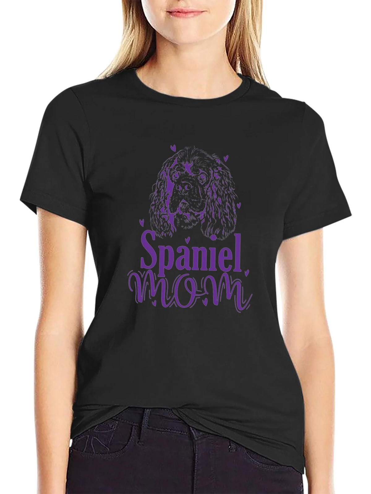 Spaniel Mom Black Graphic T-Shirt product image 2