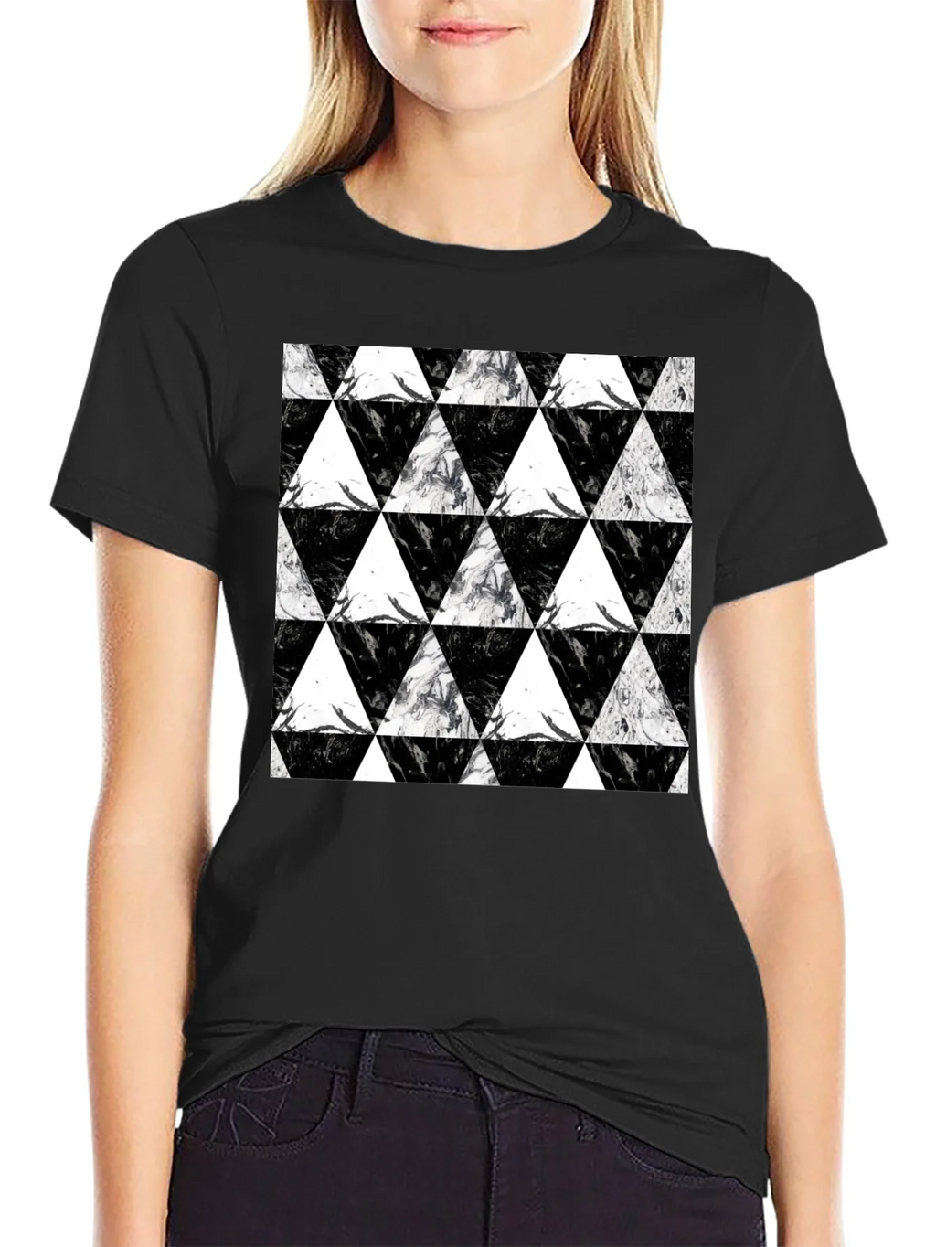 Black Triangle Pattern Graphic Tee product image 2