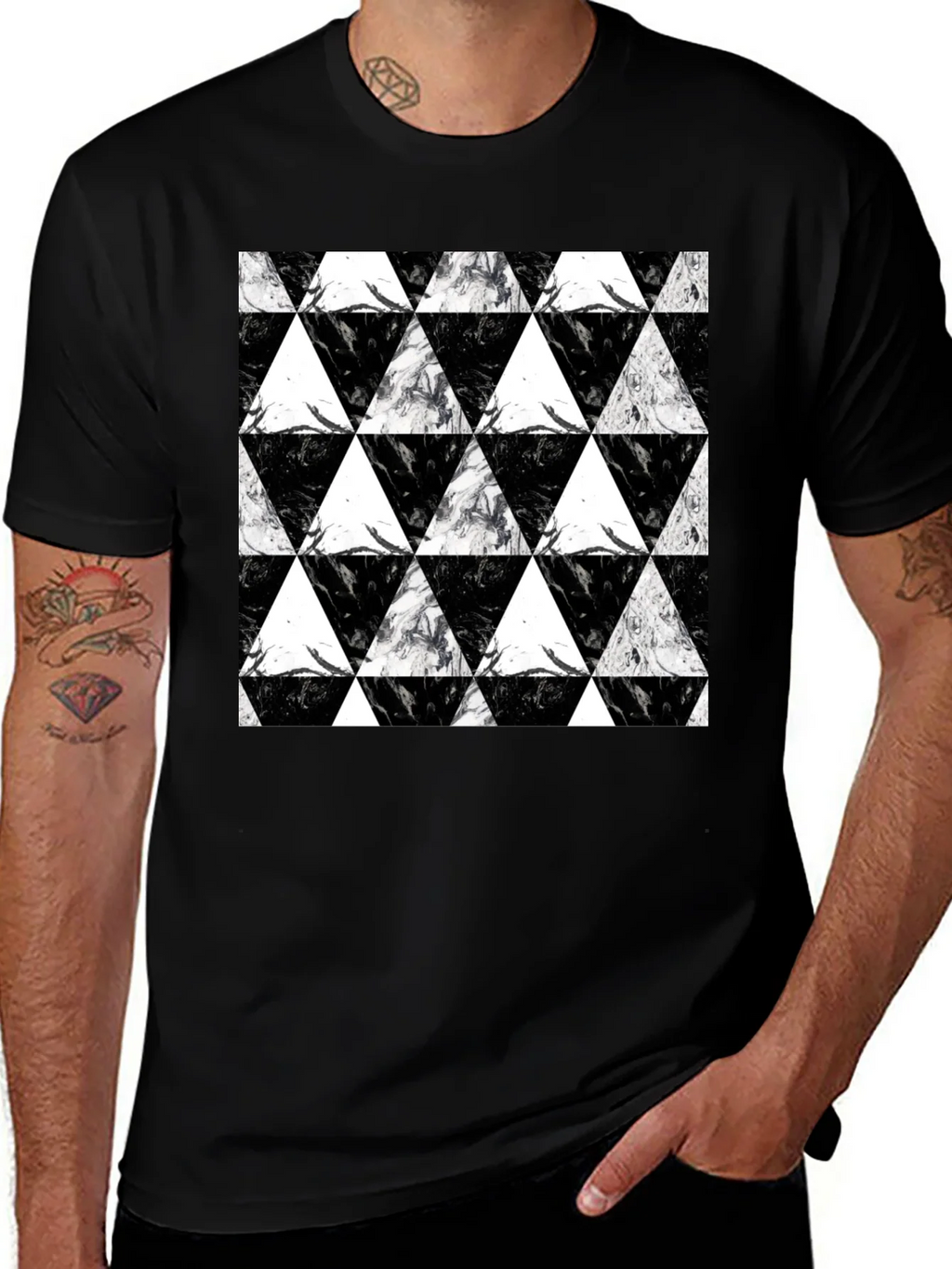 Black Triangle Pattern Graphic Tee product image 1
