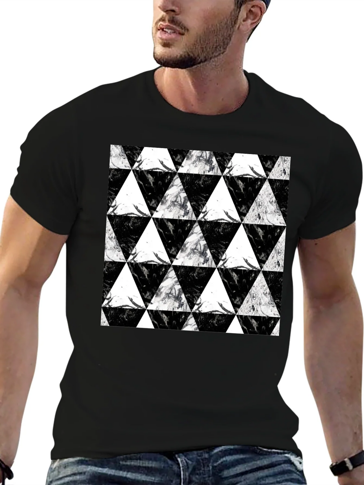 Black Triangle Pattern Graphic Tee product image 6