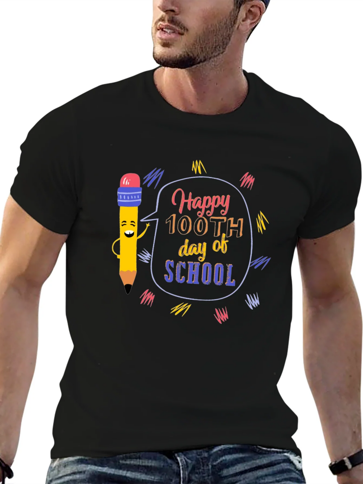 Happy 100th Day of School Black T-Shirt product image 6