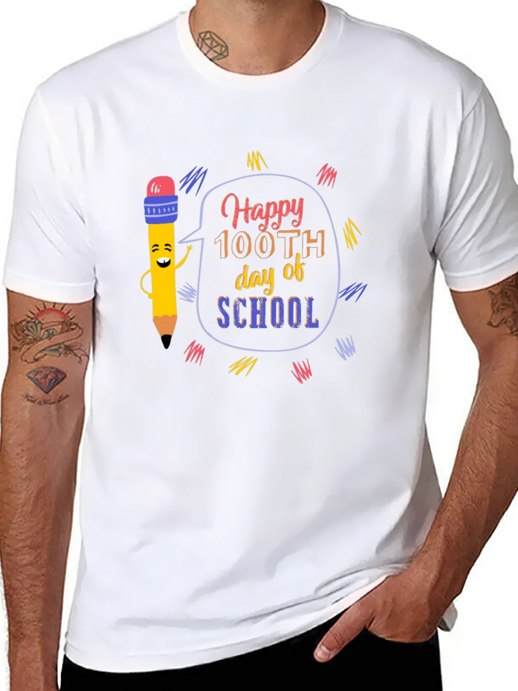 Happy 100th Day of School Black T-Shirt product image 7