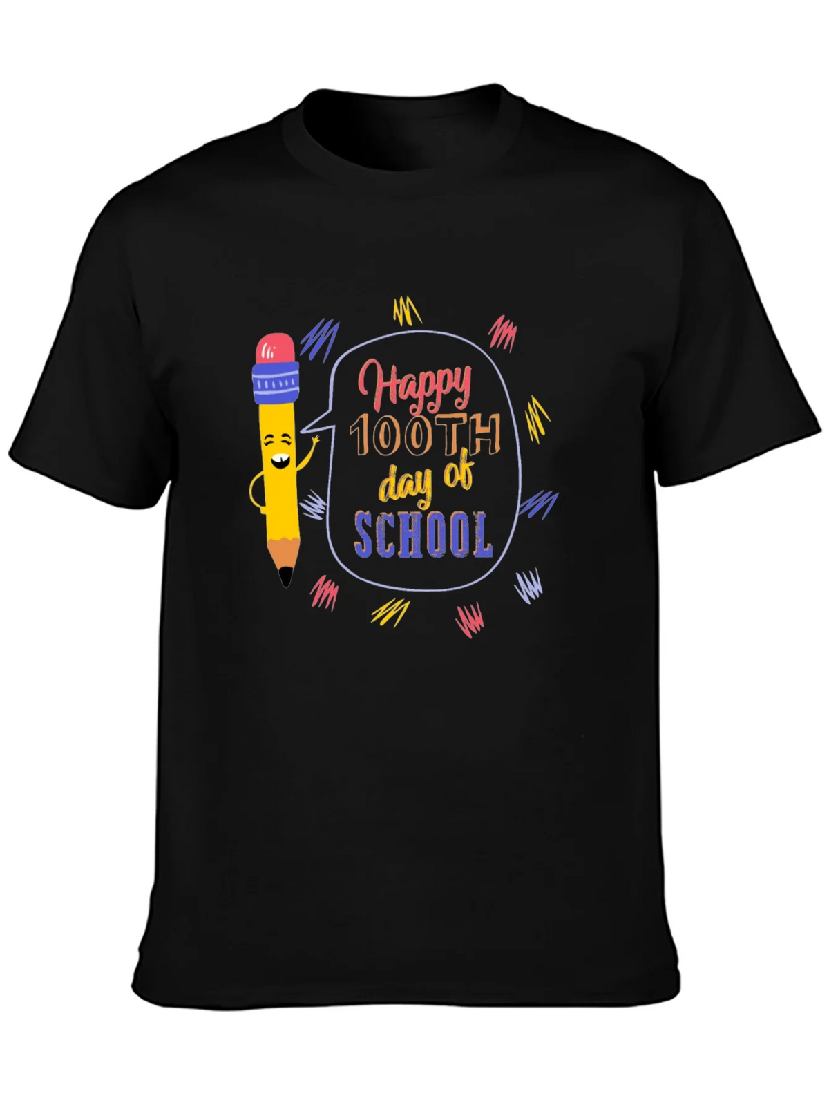 Happy 100th Day of School Black T-Shirt product image 3