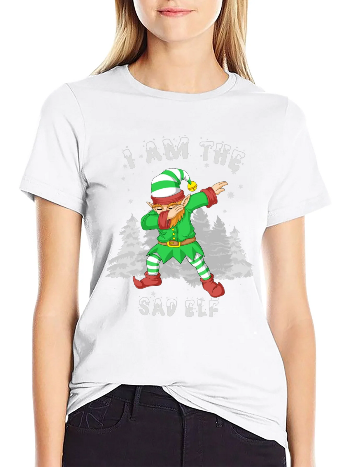 Sad Elf Dabbing Christmas T-Shirt product image 8