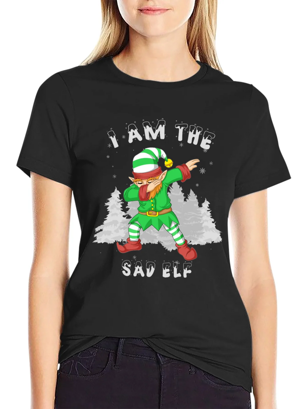 Sad Elf Dabbing Christmas T-Shirt product image 2