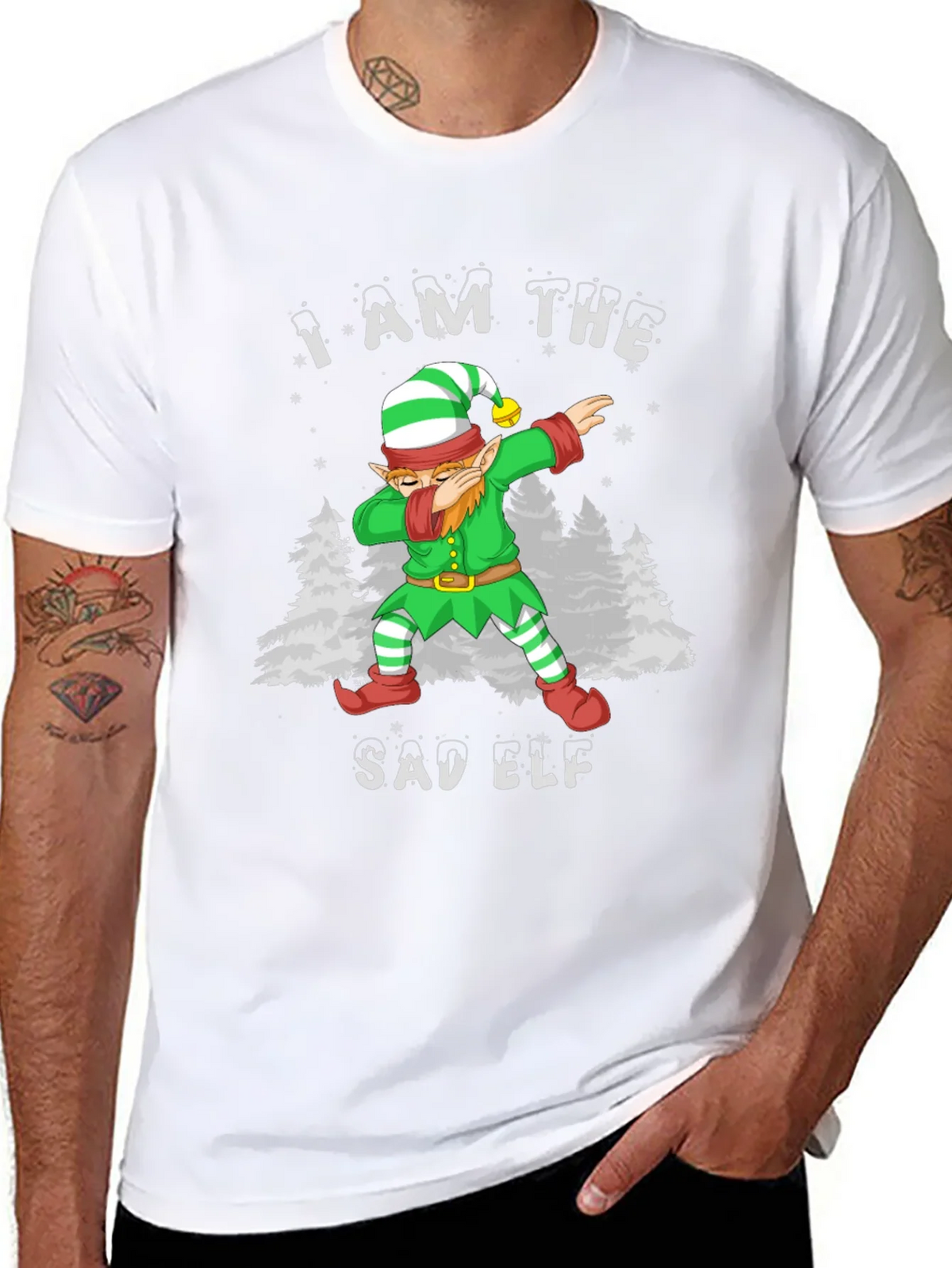 Sad Elf Dabbing Christmas T-Shirt product image 7