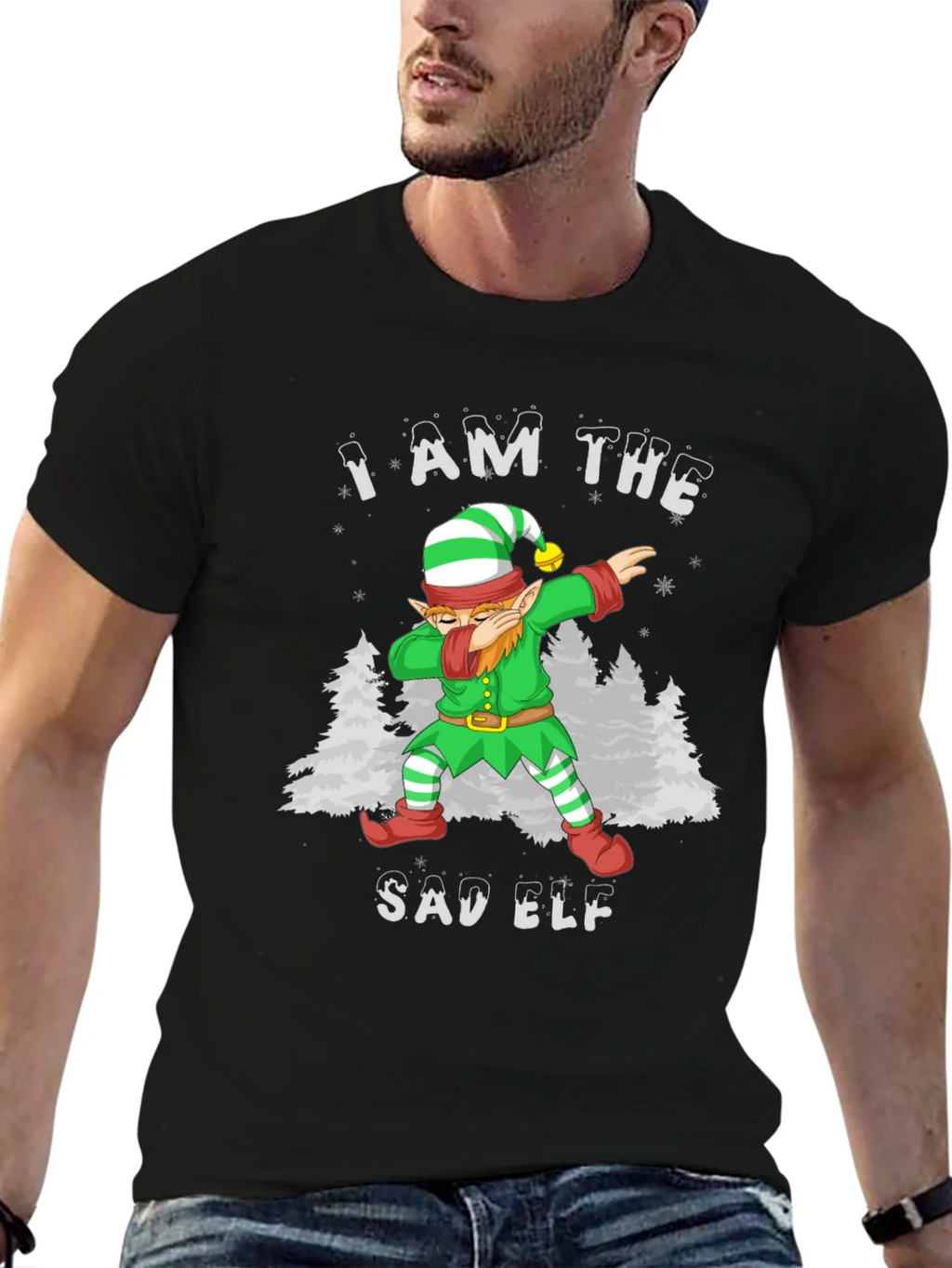 Sad Elf Dabbing Christmas T-Shirt product image 6