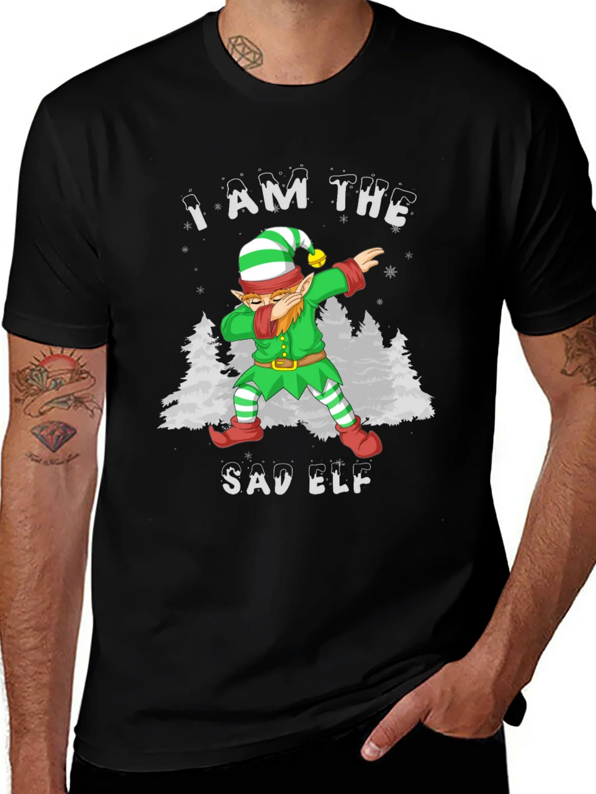 Sad Elf Dabbing Christmas T-Shirt product image 1