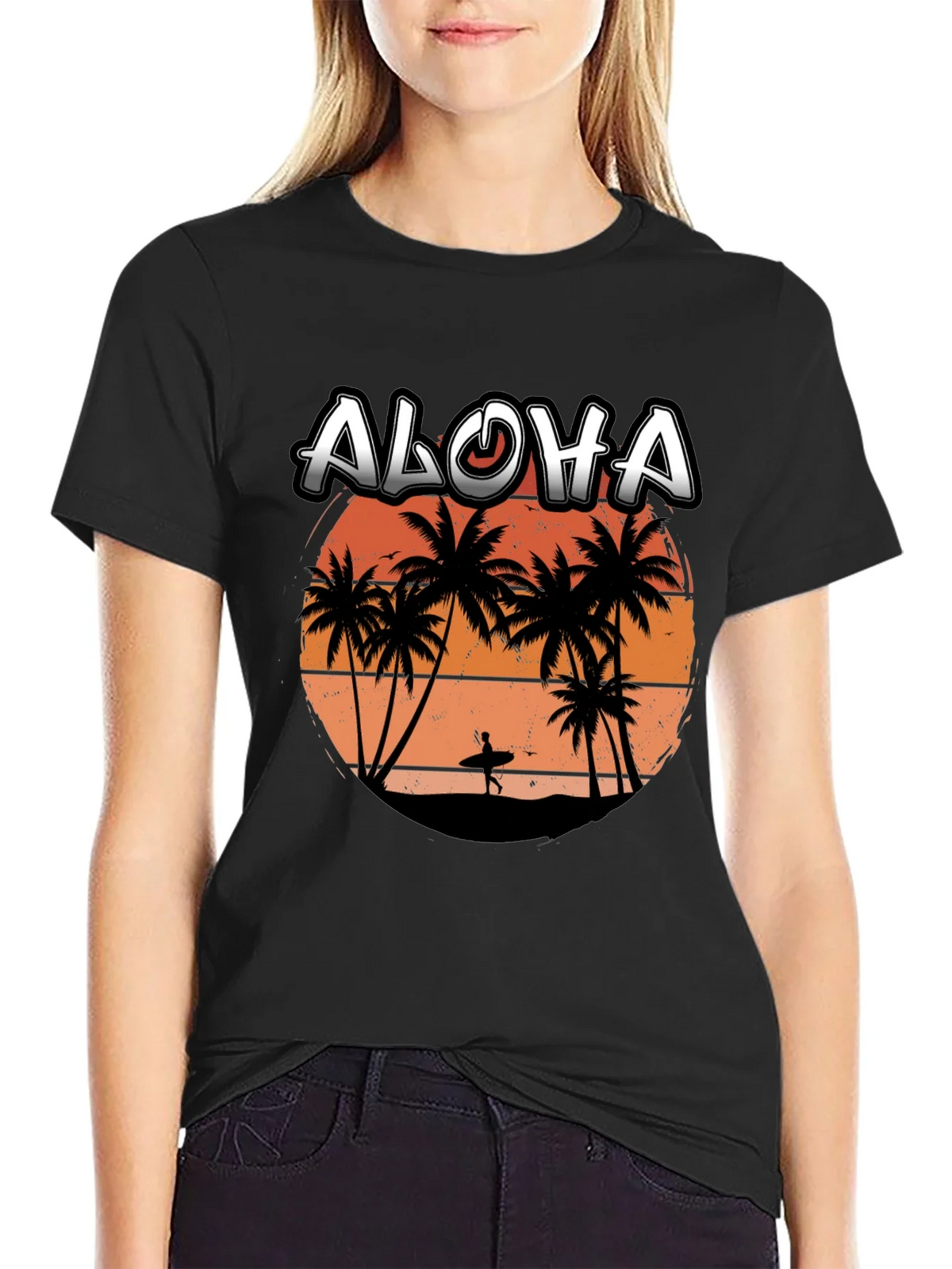 Aloha Sunset T-Shirt | Surfer Silhouette Tee product image 2