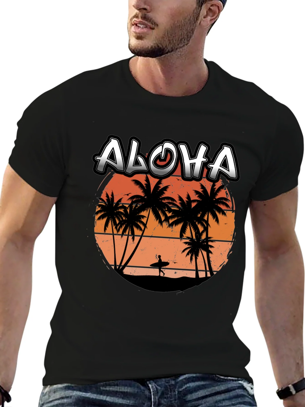 Aloha Sunset T-Shirt | Surfer Silhouette Tee product image 5