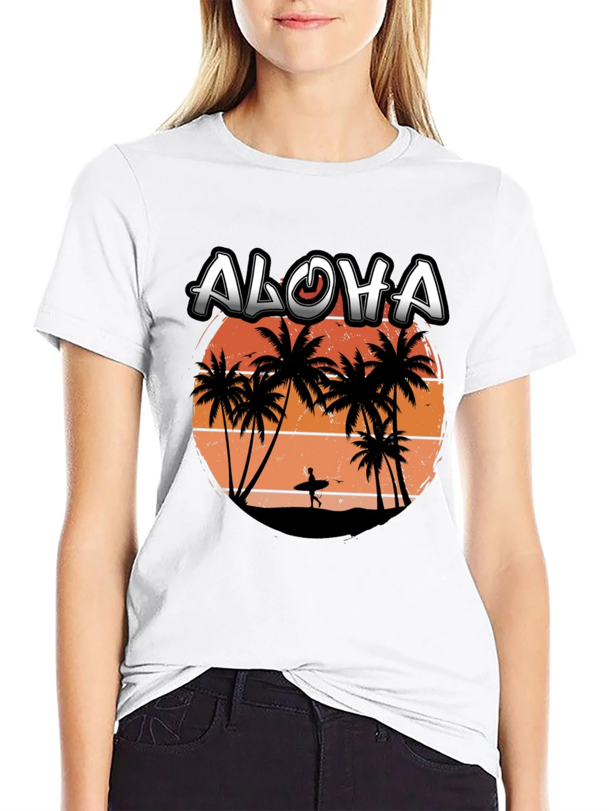 Aloha Sunset T-Shirt | Surfer Silhouette Tee product image 7