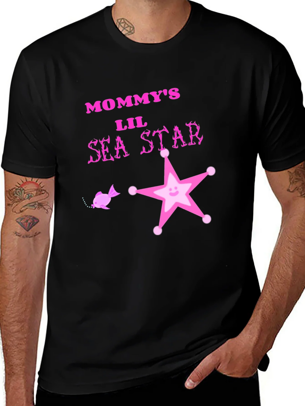 Mommys Lil Sea Star Black T-Shirt product image 1